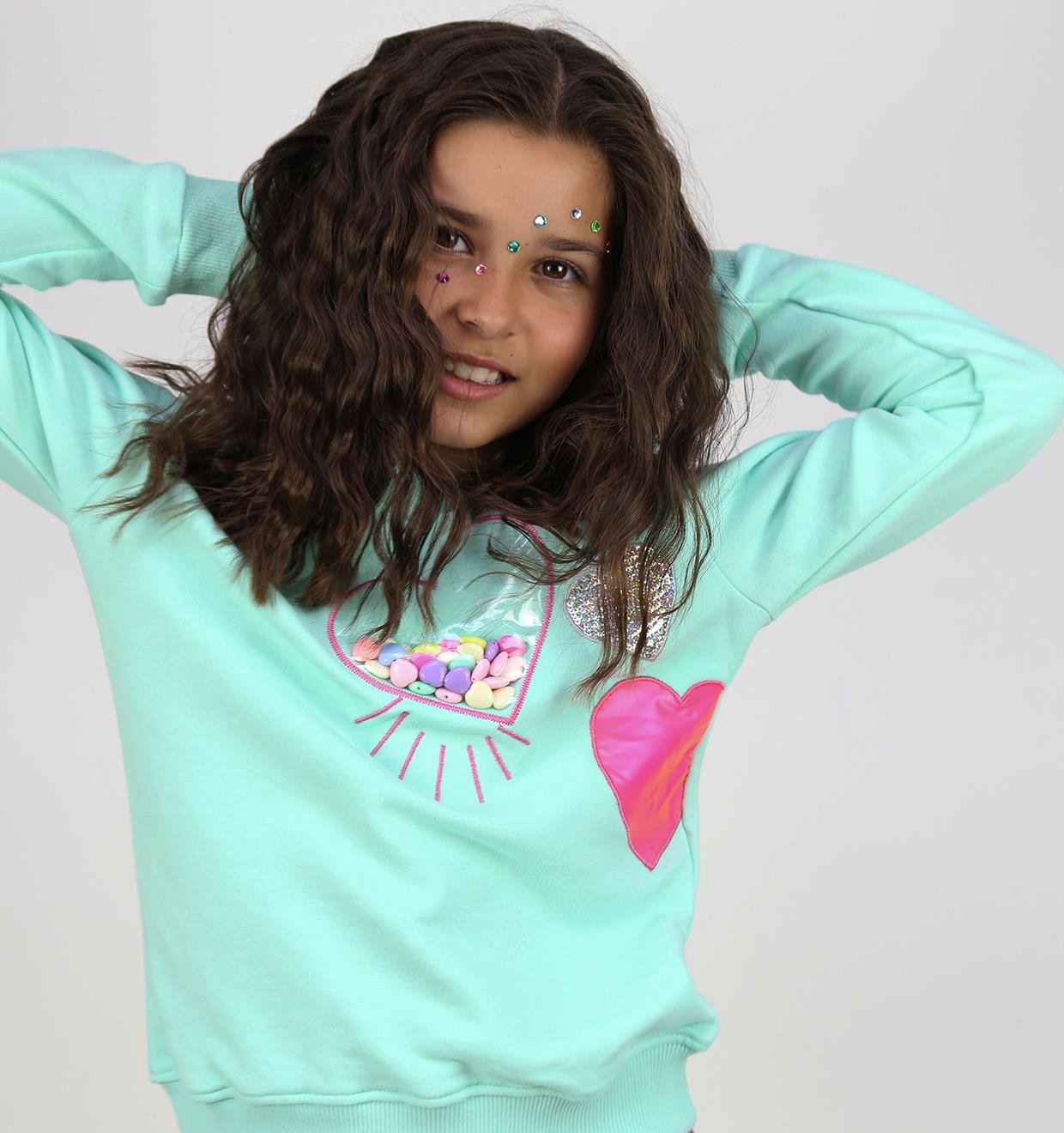 Heart Beads Boncuklu Sweatshirt