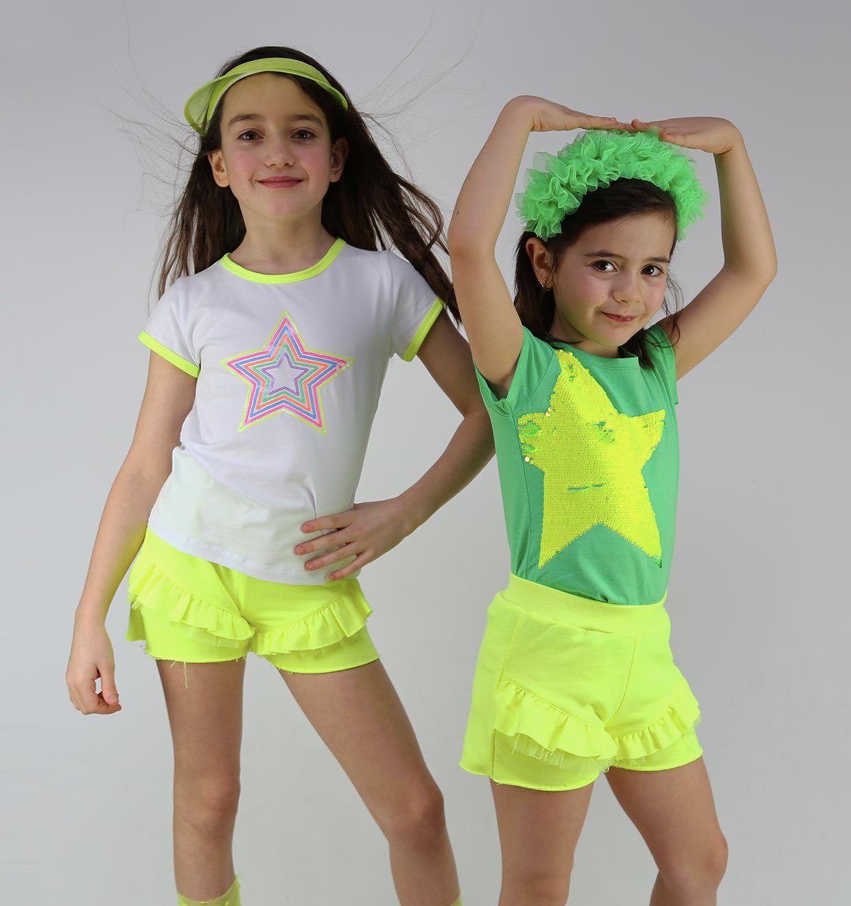 Neon Lime Ruffle Şort