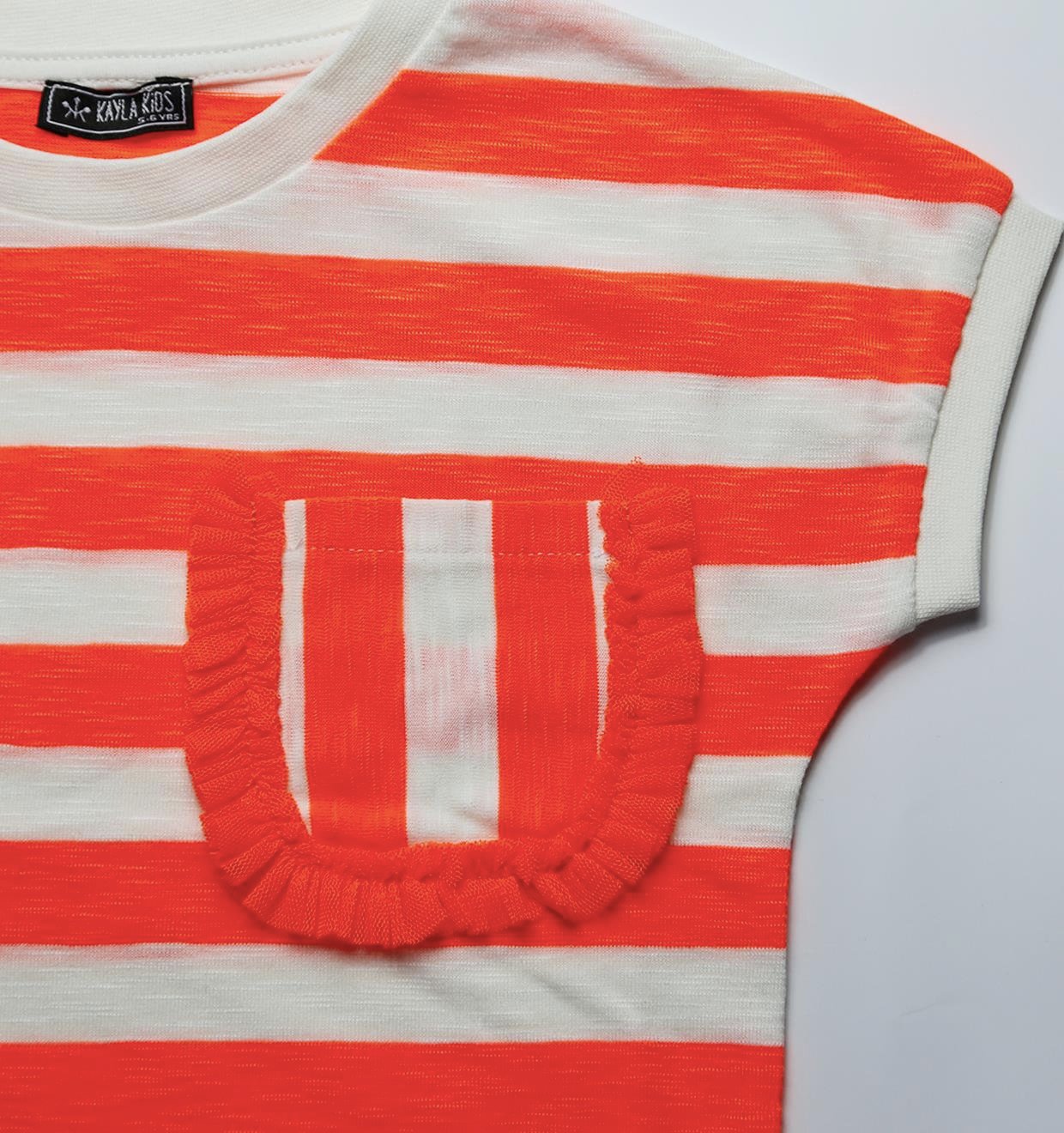Neon Orange Çizgili T-shirt