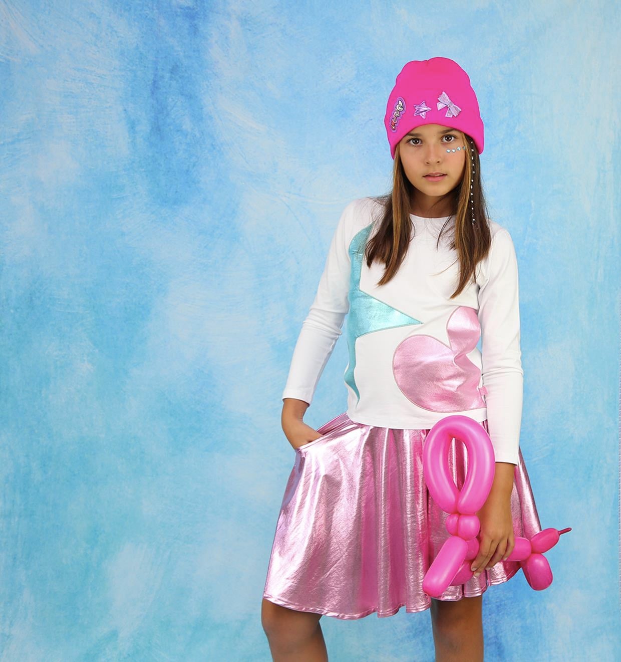 Pembe Cepli Metalik Etek