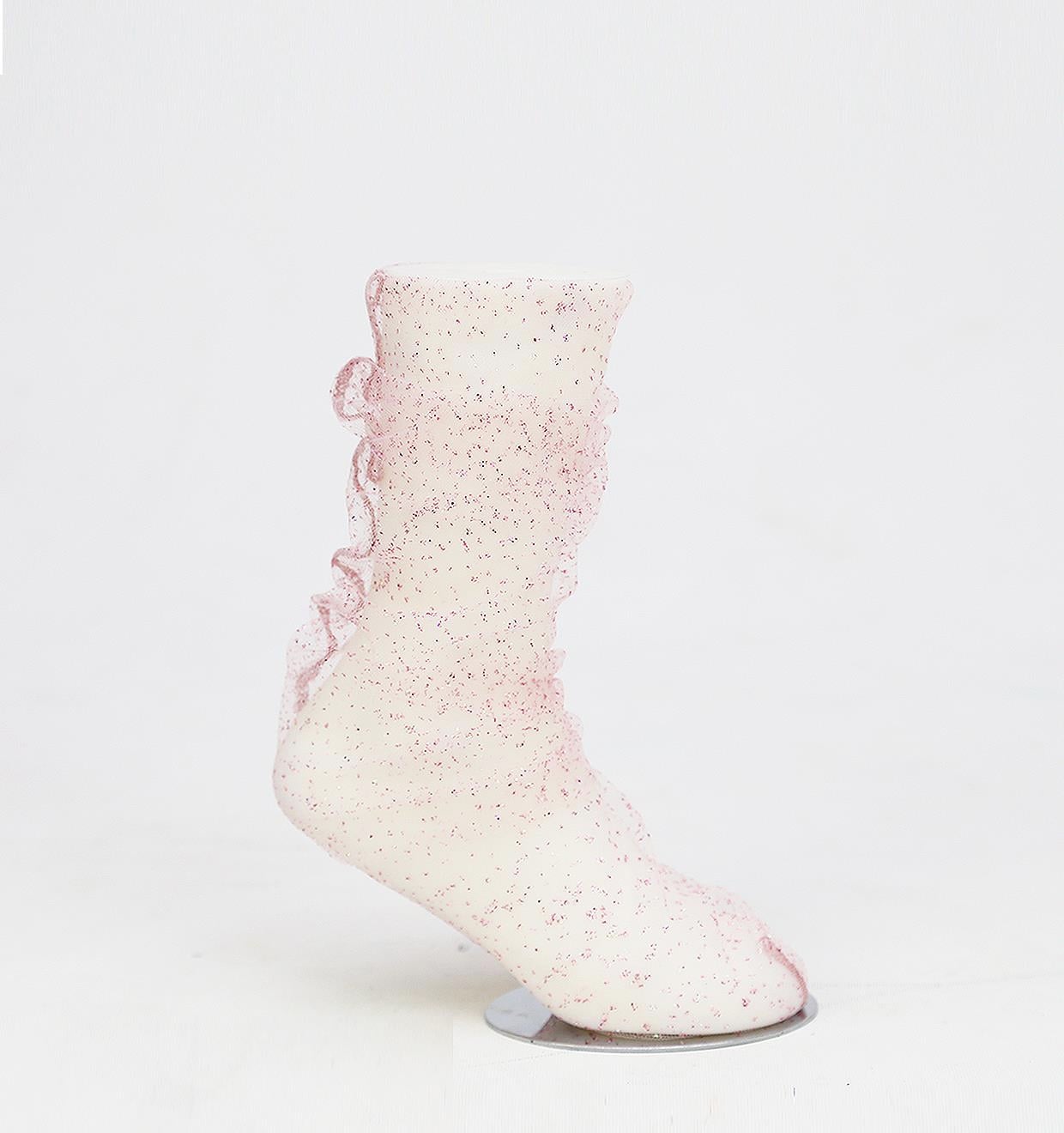 Pembe Simli Tül Çorap