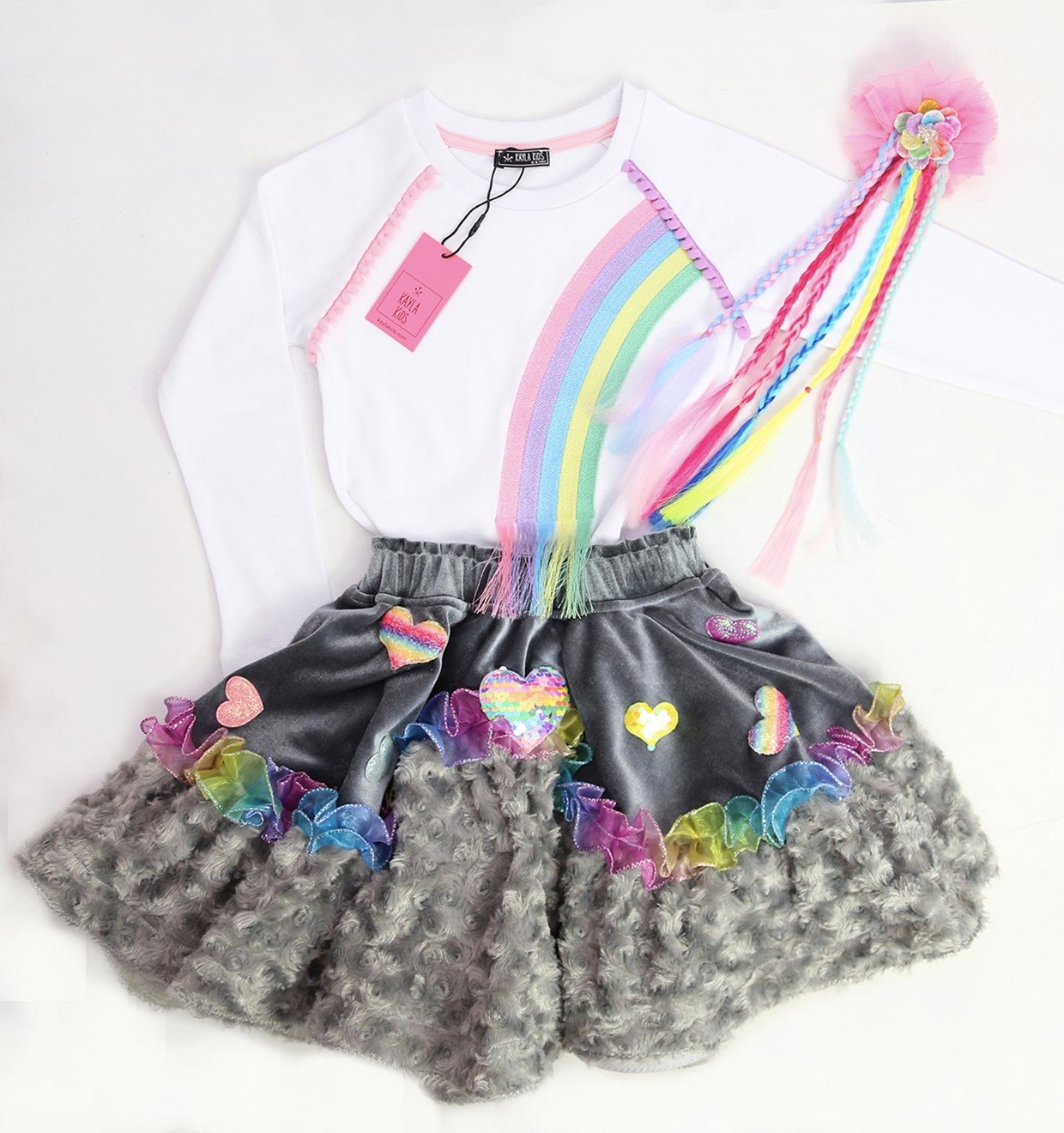 Rainbow Pompom T-shirt