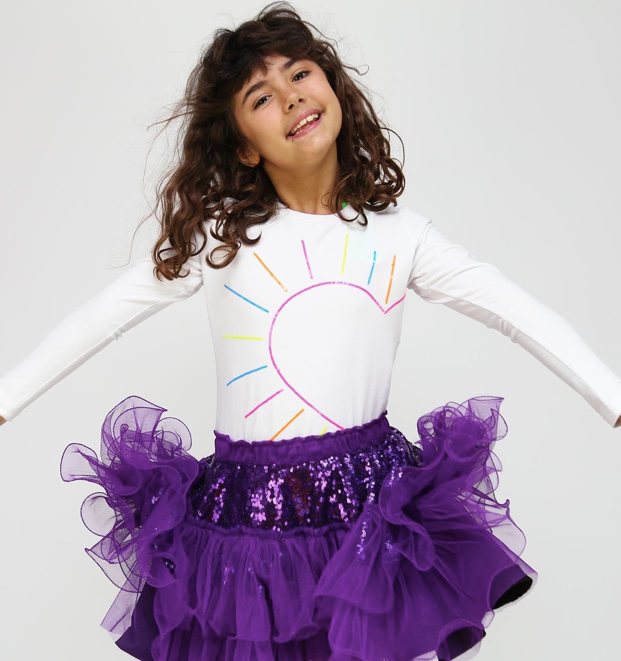 Violet Payetli Tül Etek