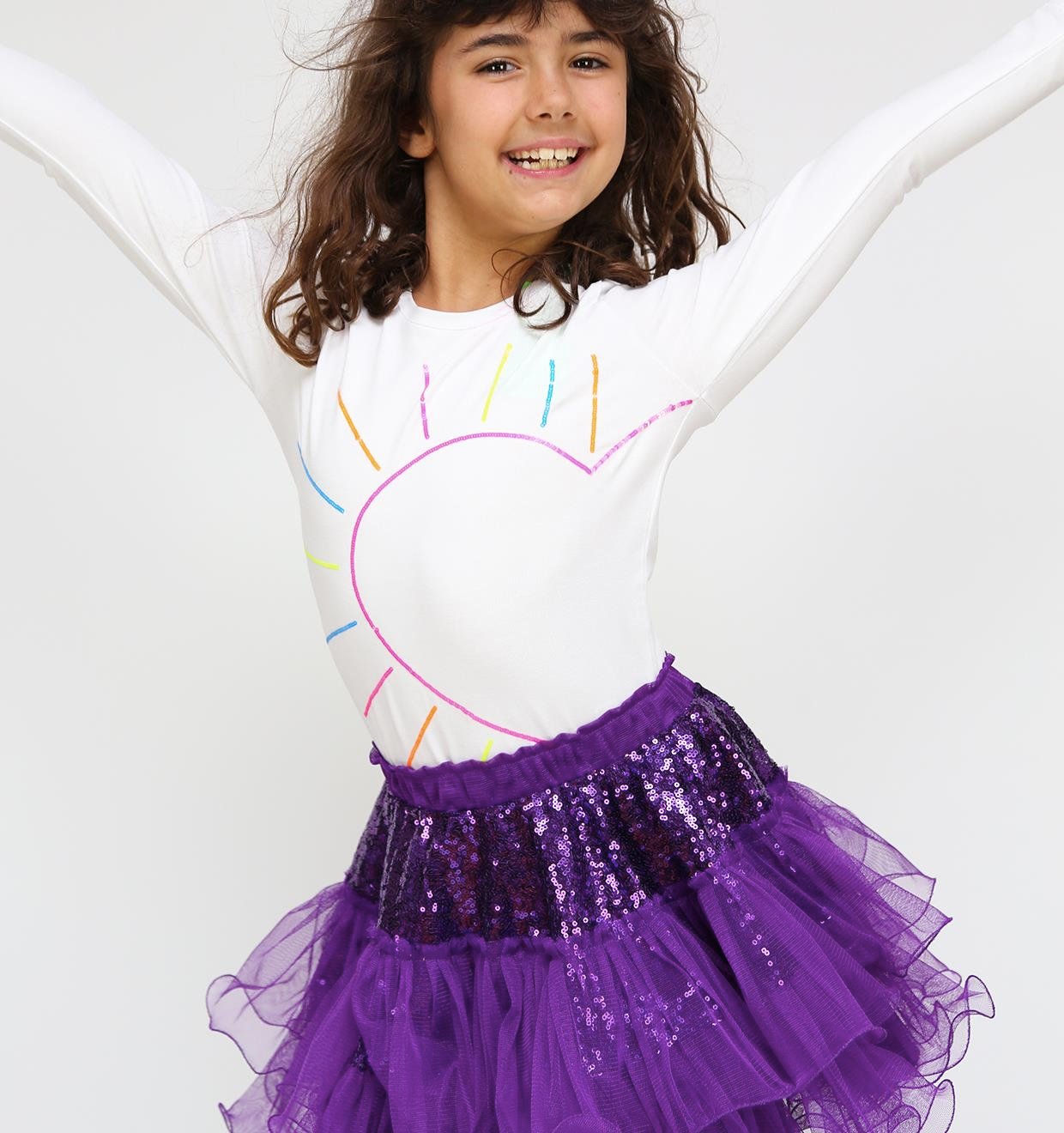 Violet Payetli Tül Etek