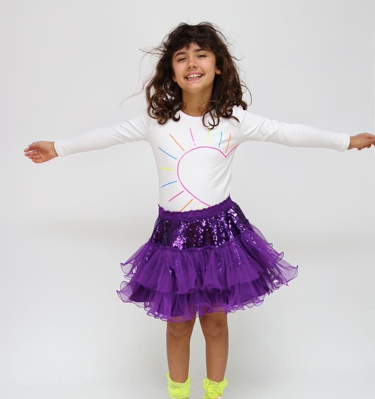 Violet Payetli Tül Etek