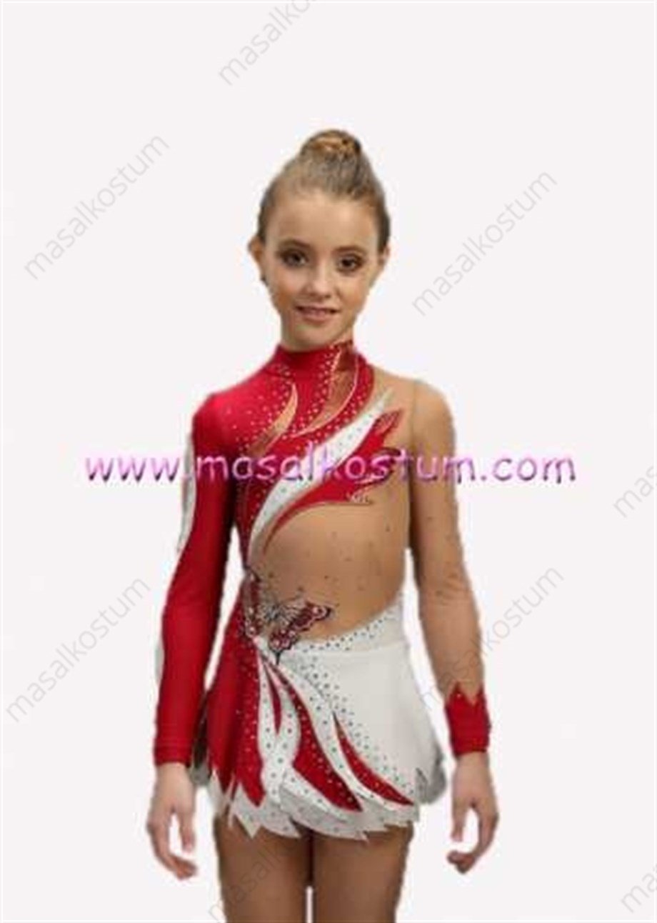 Ritmik Cimnastik Mayosu Kırmızı kelebek