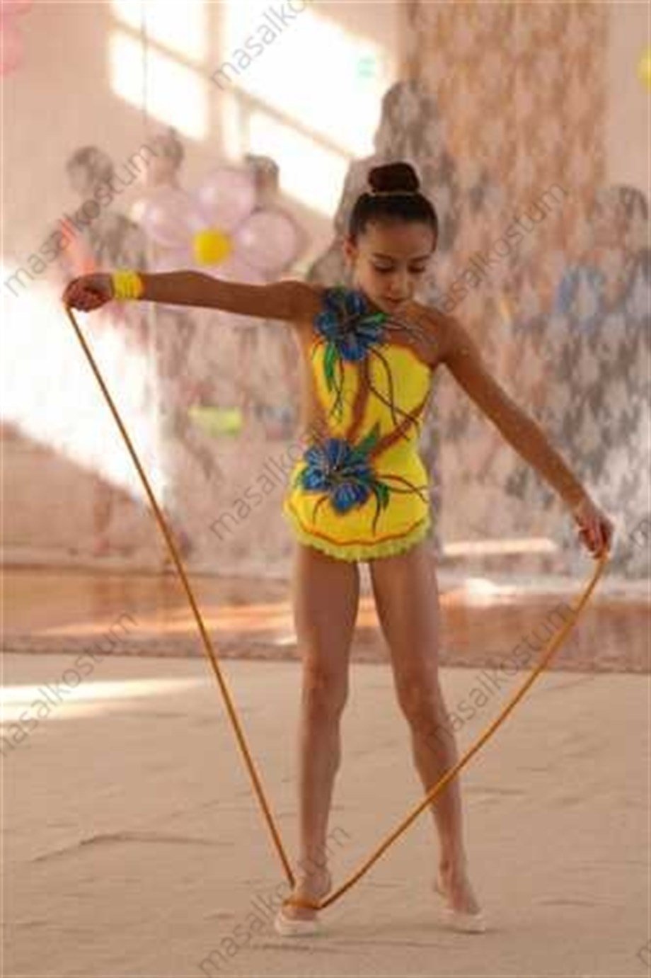 Ritmik Cimnastik Mayosu Mavi çiçek