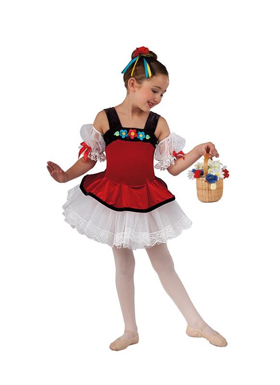 Romantik Kırmızı Tütü bale ve Dans Kostümü