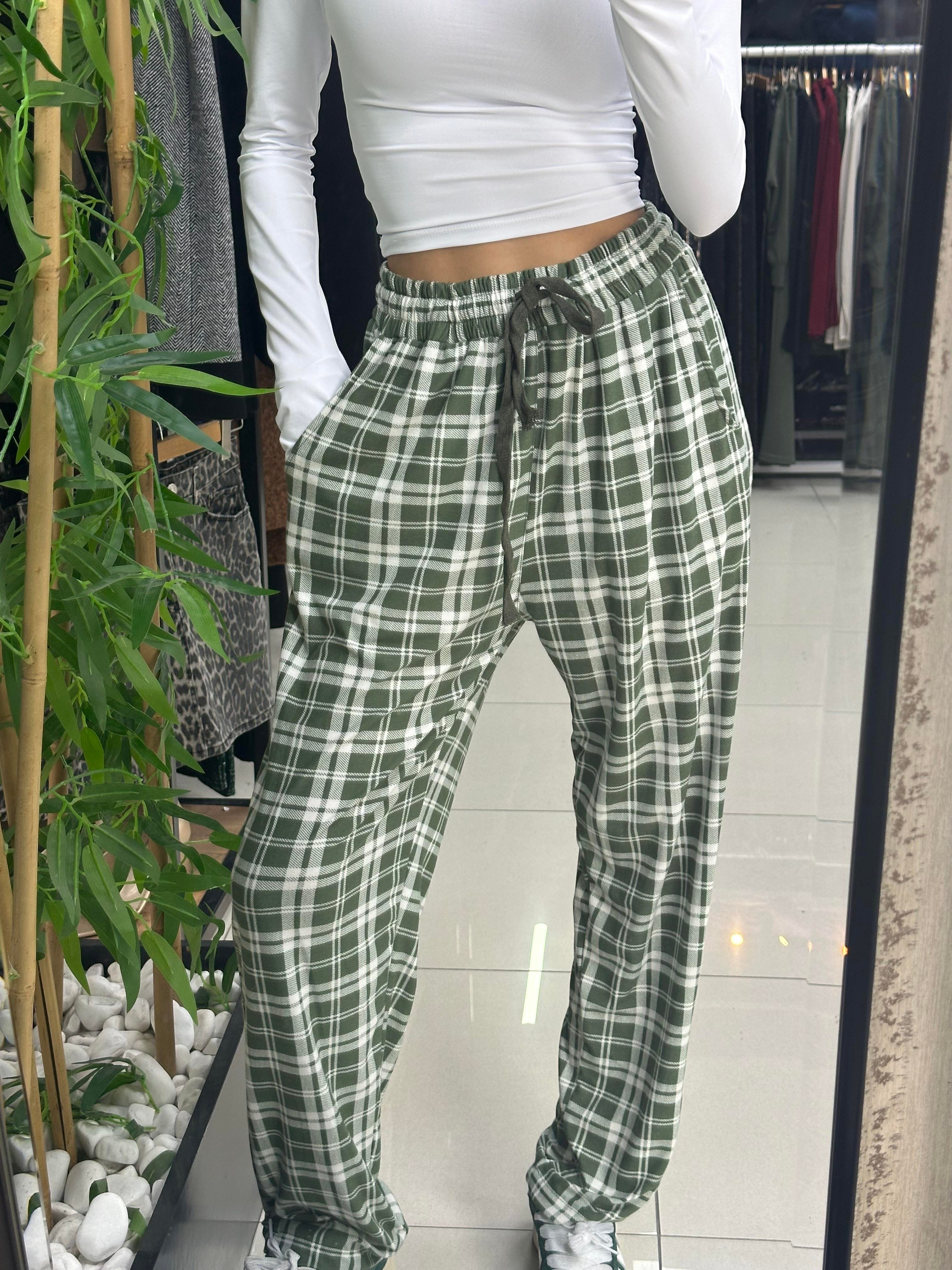  YEŞİLİ KARELİ SÜET PAMUKLU PİJAMA