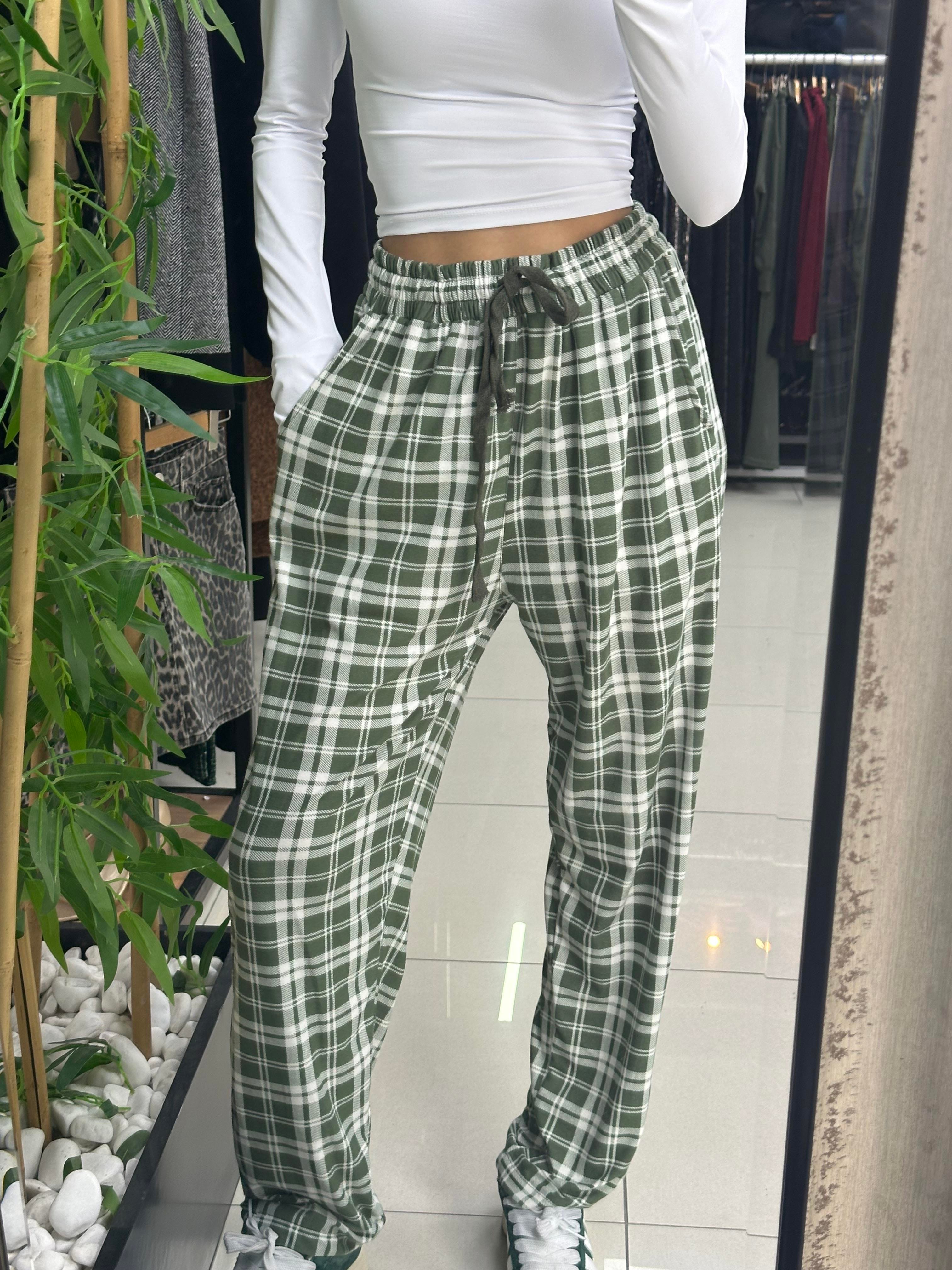  YEŞİLİ KARELİ SÜET PAMUKLU PİJAMA