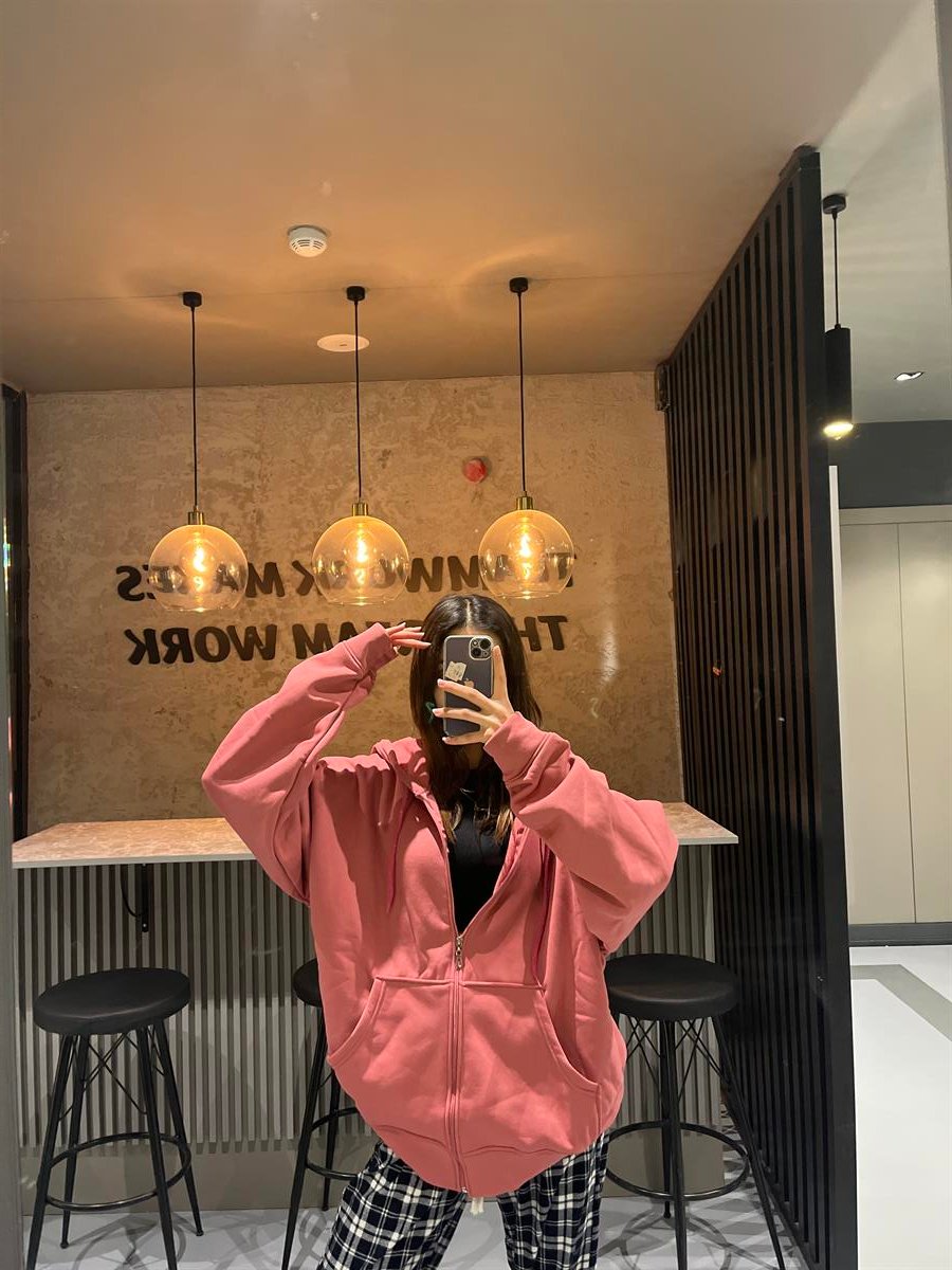 3 İPLİK KAPÜŞONLU FERMUARLI  KOYU PEMBE