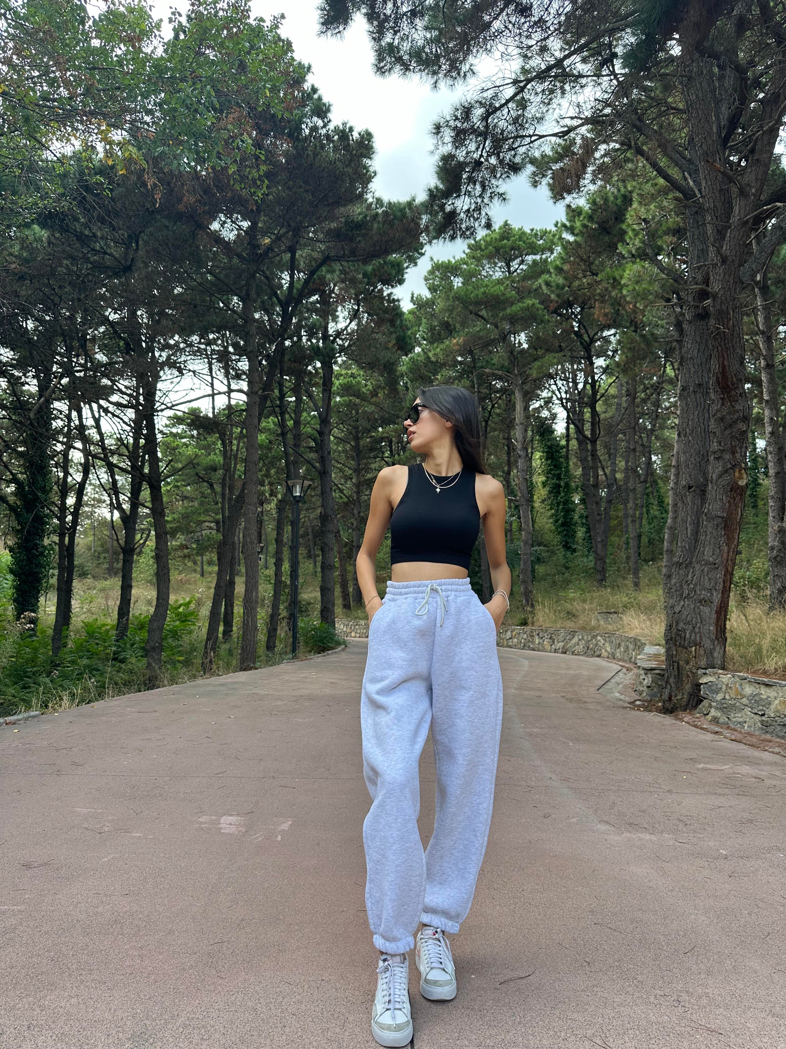 3 İPLİK KARMELANJ PAMUKLU OVERSIZE EŞOFMAN 