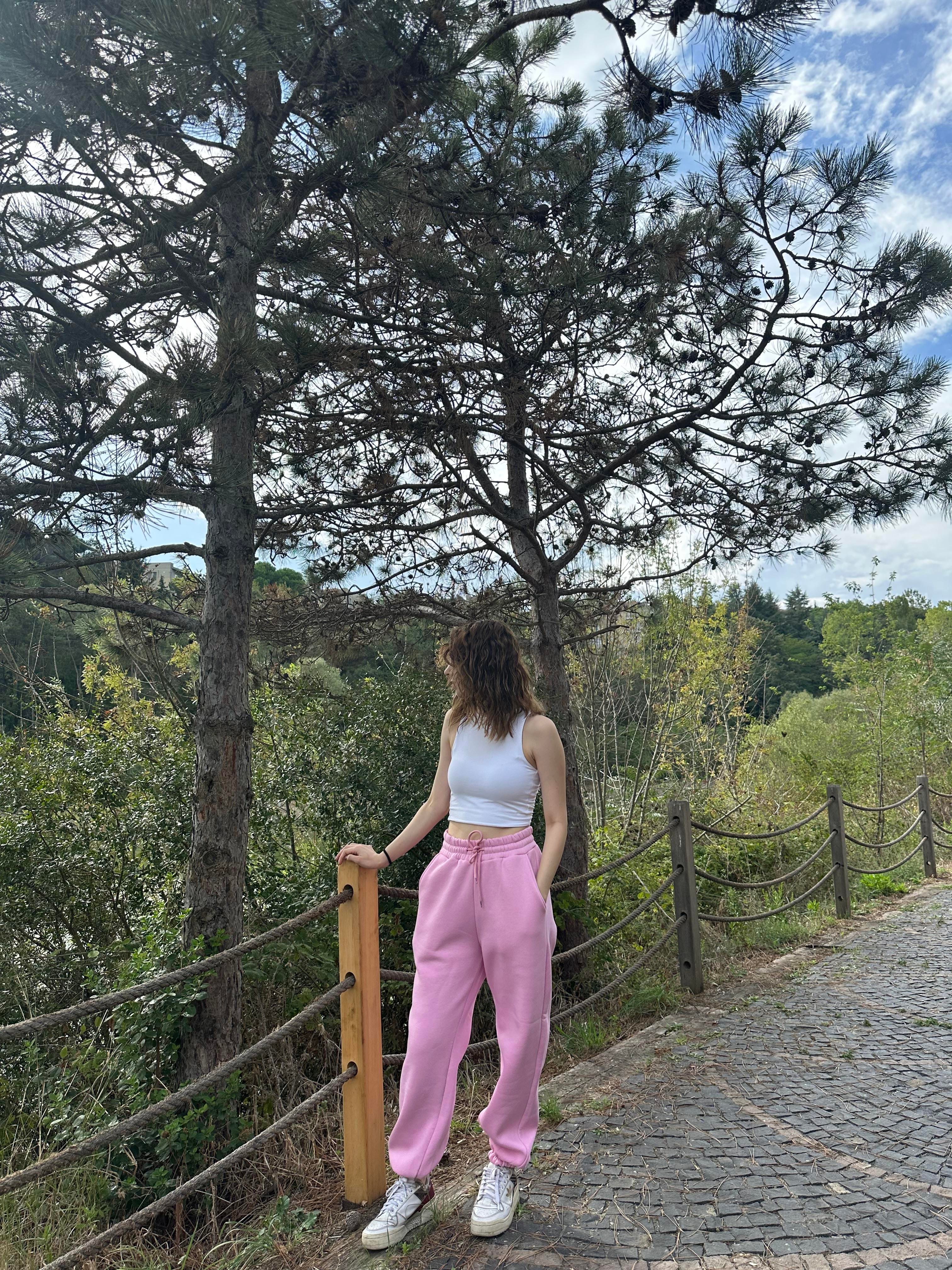3 İPLİK PEMBE  PAMUKLU OVERSIZE EŞOFMAN 
