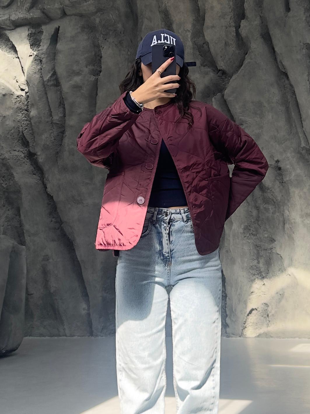 BORDO CEPLİ KAPİTONE CEKET