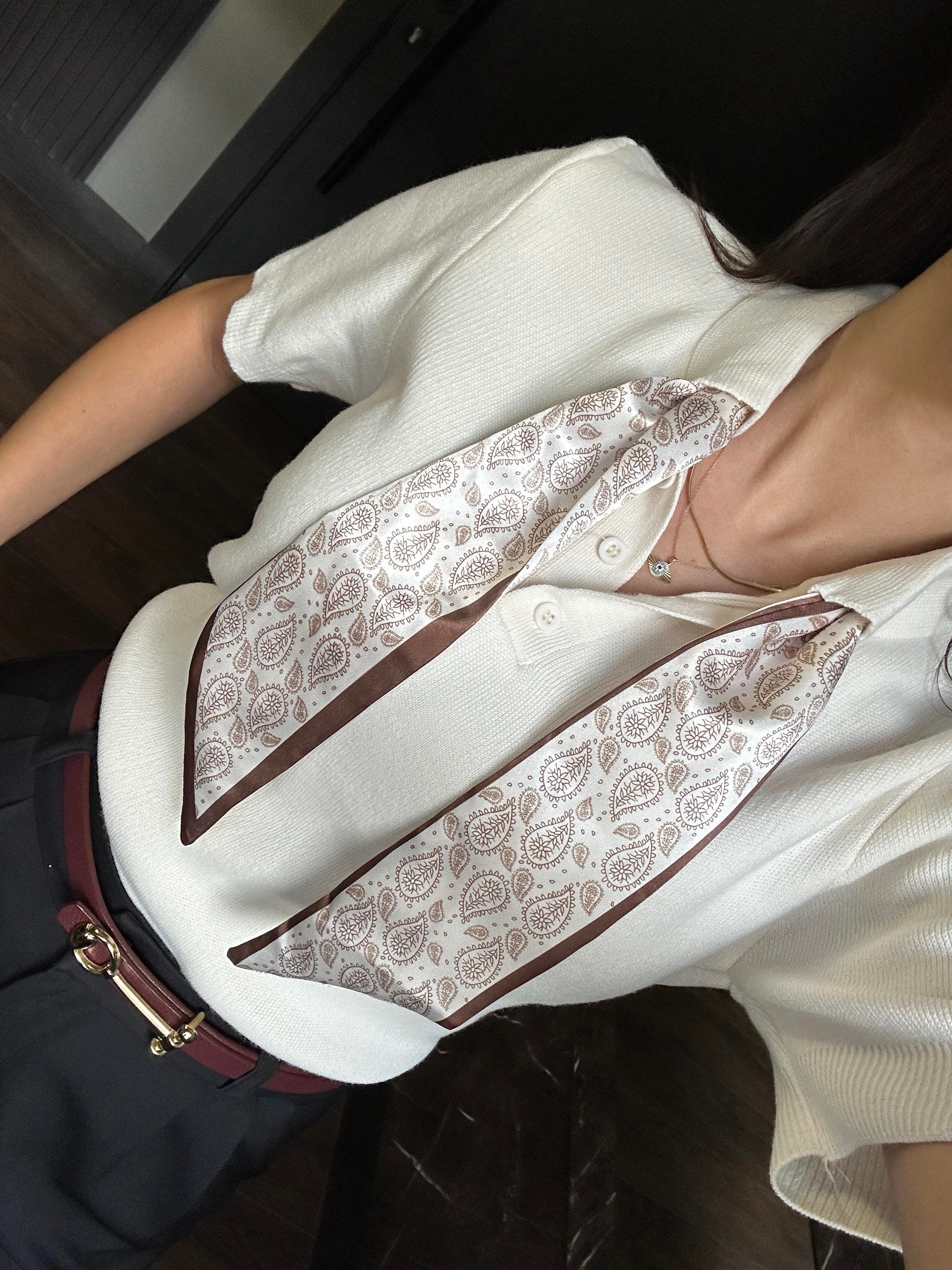 FULARLI POLO YAKA KREM TRİKO 
