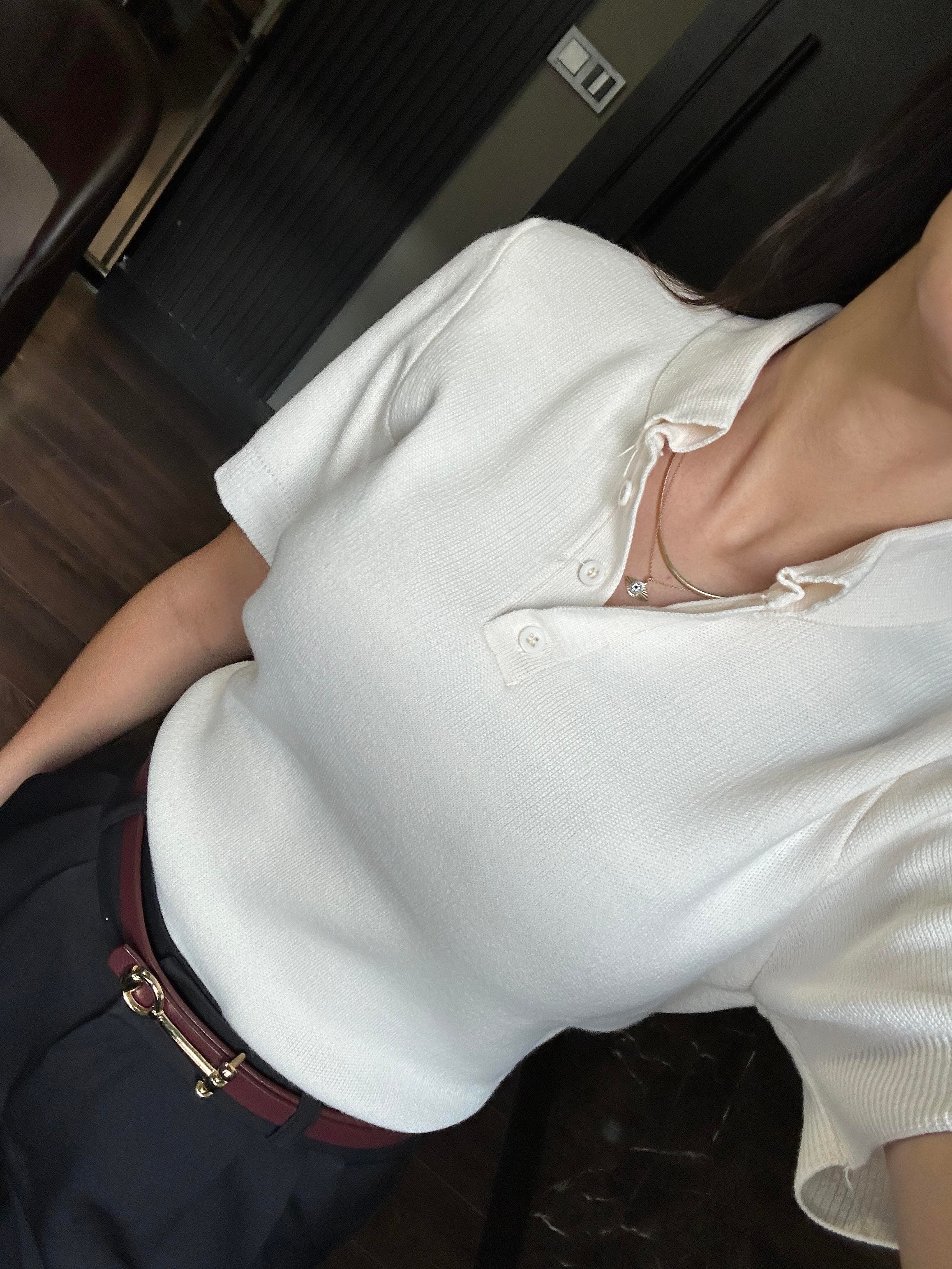 FULARLI POLO YAKA KREM TRİKO 