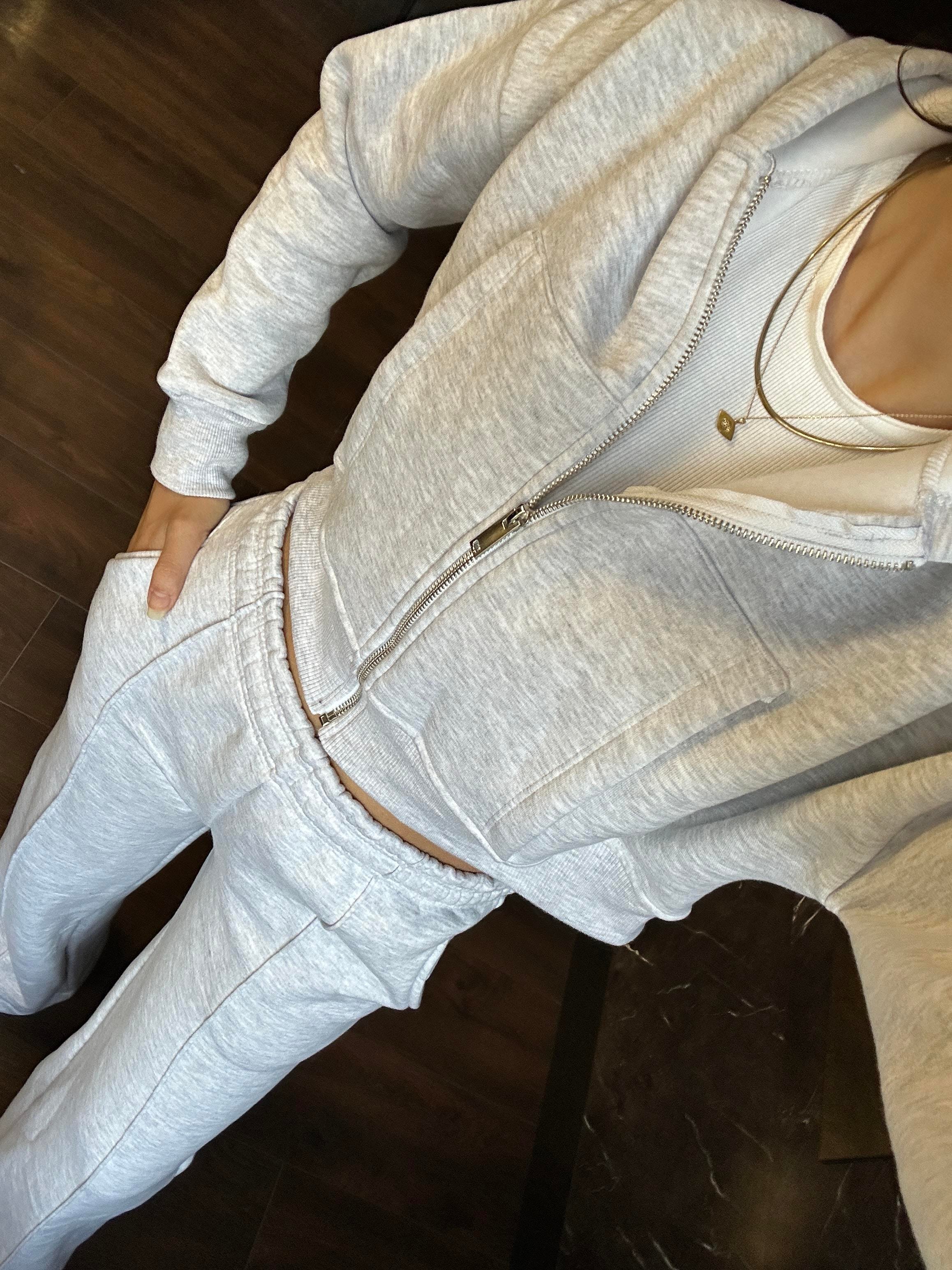 GRİ 3 İPLİK EŞOFMAN CROP HIRKA TAKIM