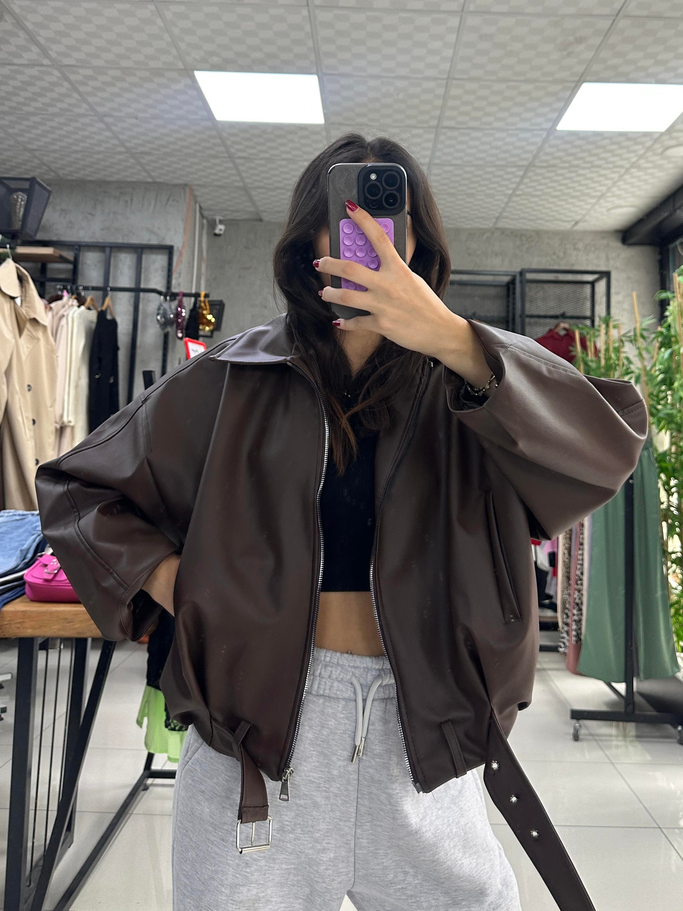 KAHVE DERİ ASTARLI BOMBER  CEKET