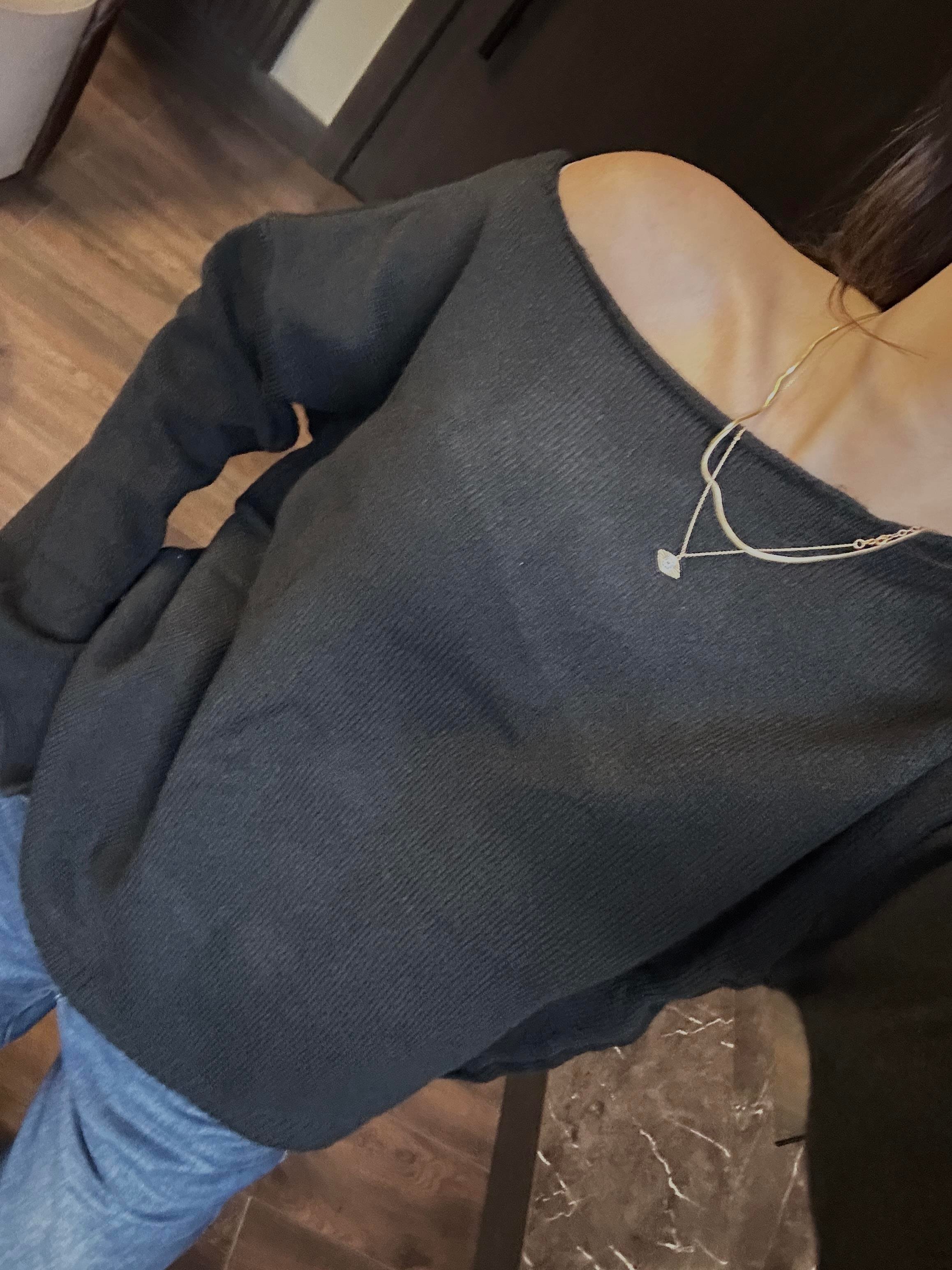 KAYIK YAKA OVERSIZE SİYAH  KAZAK