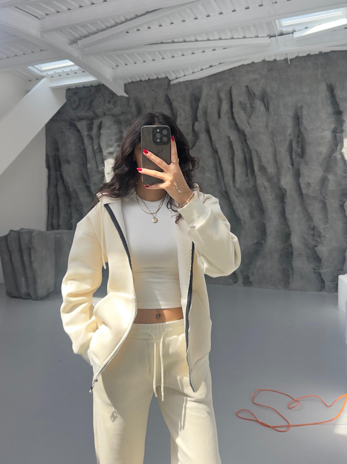 KREM 3 İPLİK FERMUARLI SWEAT
