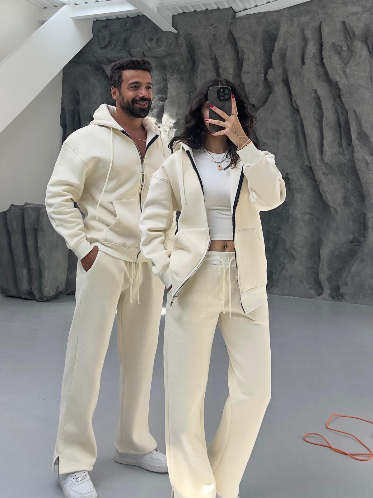 KREM 3 İPLİK FERMUARLI SWEAT