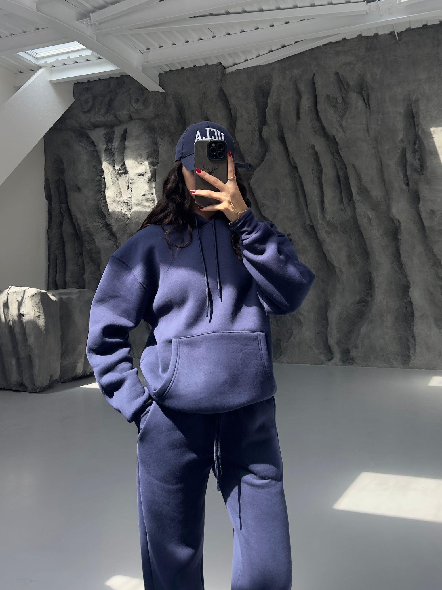 LACİVERT 3 İPLİK KAPÜŞONLU SWEAT