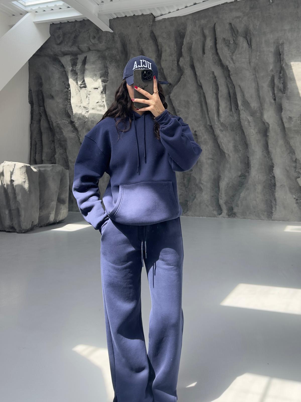 LACİVERT 3 İPLİK PAMUKLU UNISEX EŞOFMAN ALTI