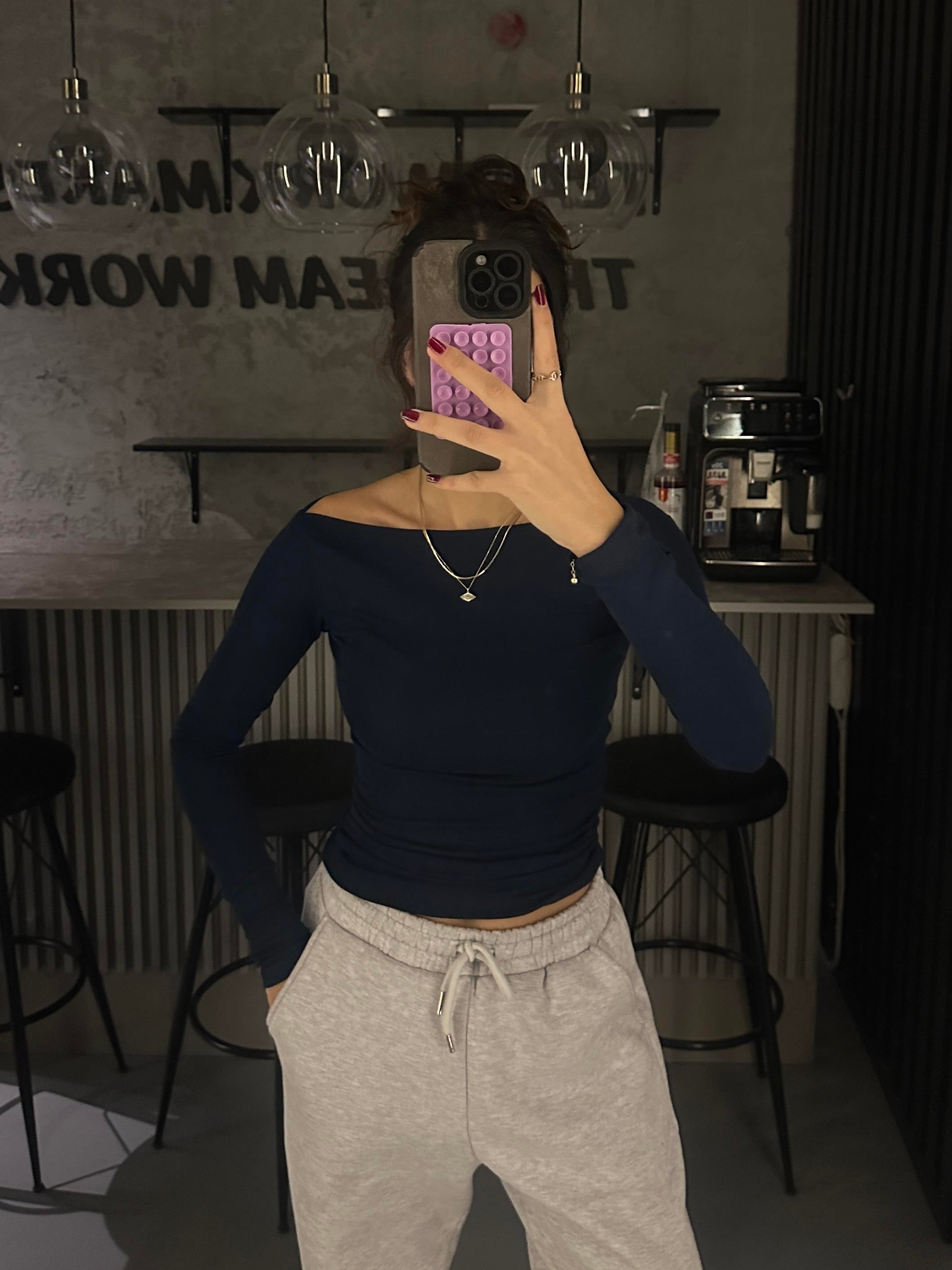 LACİVERT KAYIK YAKA BODY