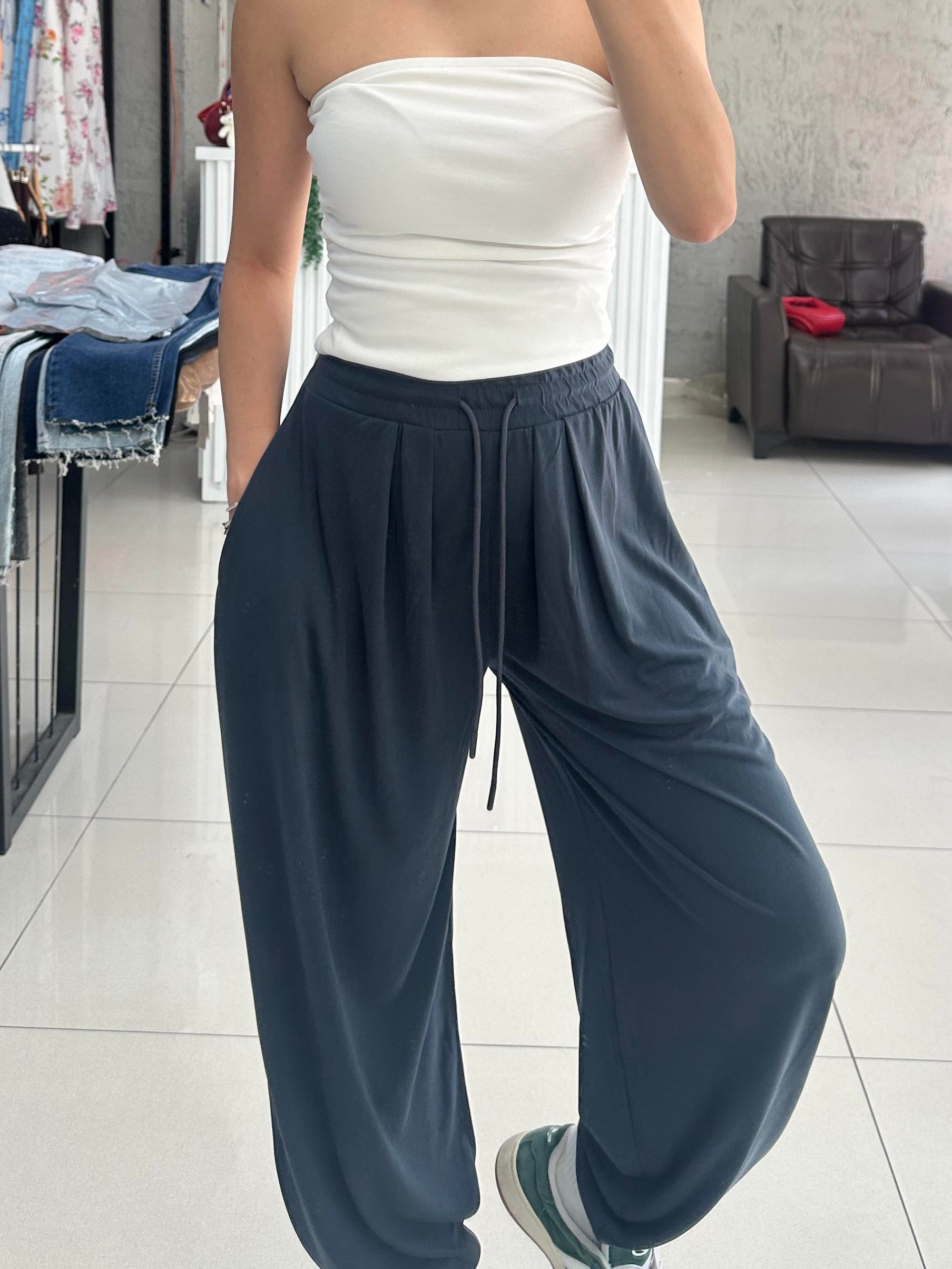 OYSHO YÜKSEK BEL SİYAH SOFT TOUCH ŞALVAR EŞOFMAN 