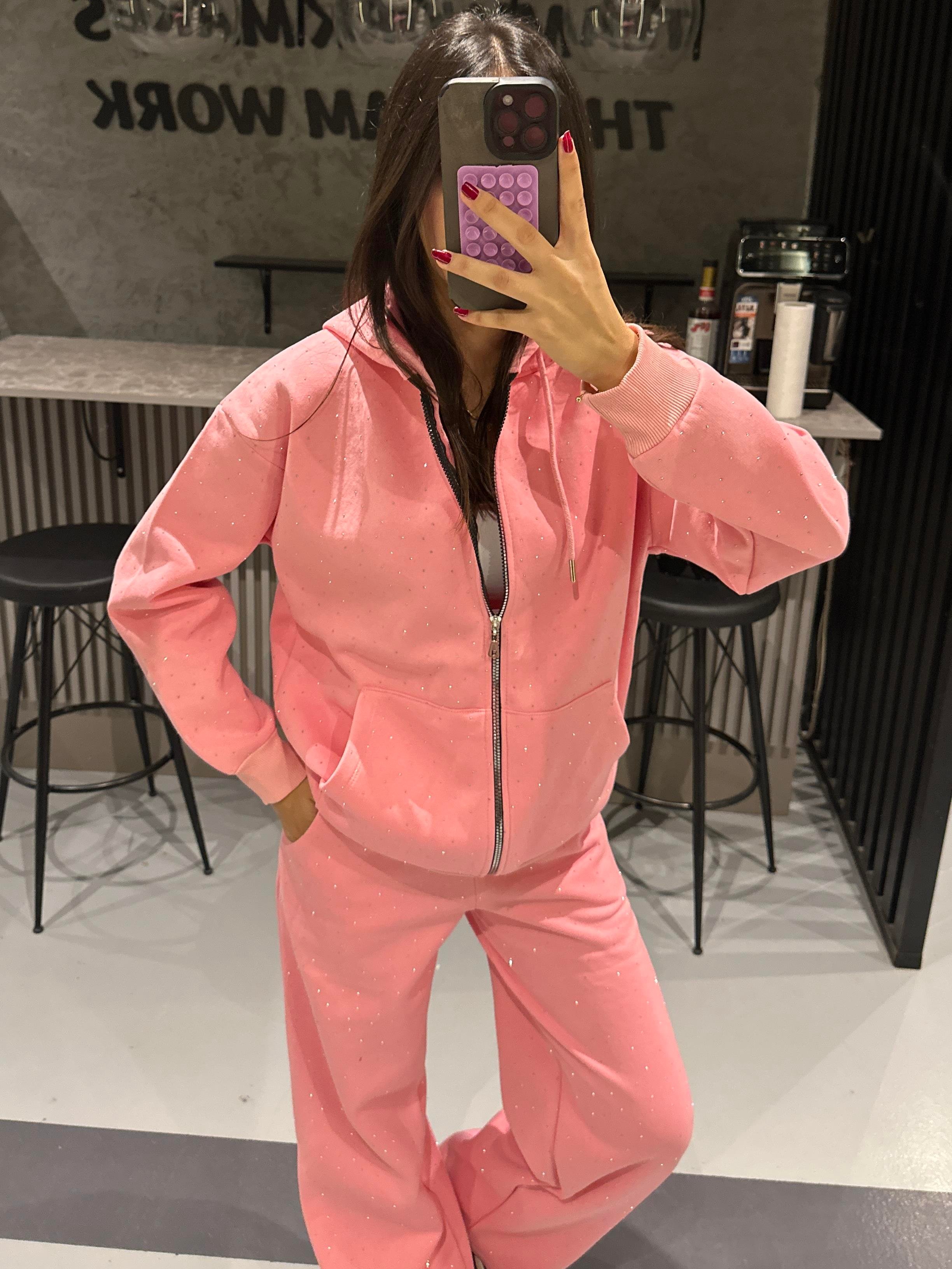 PEMBE FULL TAŞLI FERMUARLI TAKIM