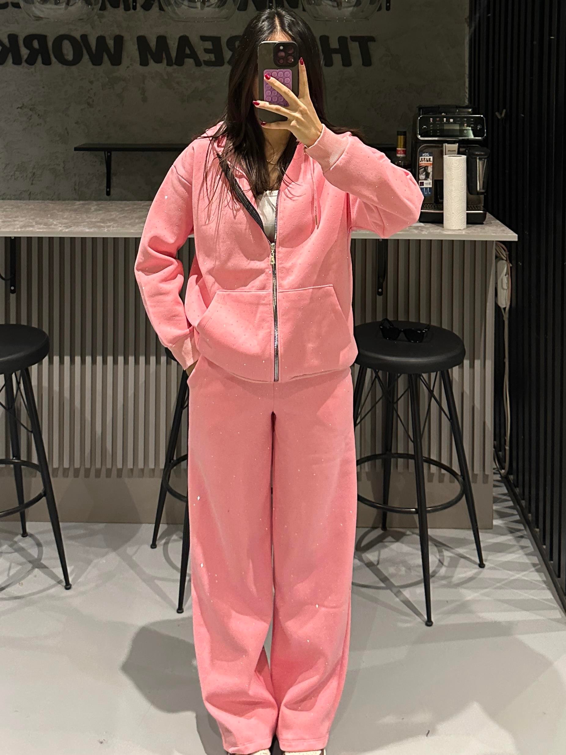 PEMBE FULL TAŞLI FERMUARLI TAKIM