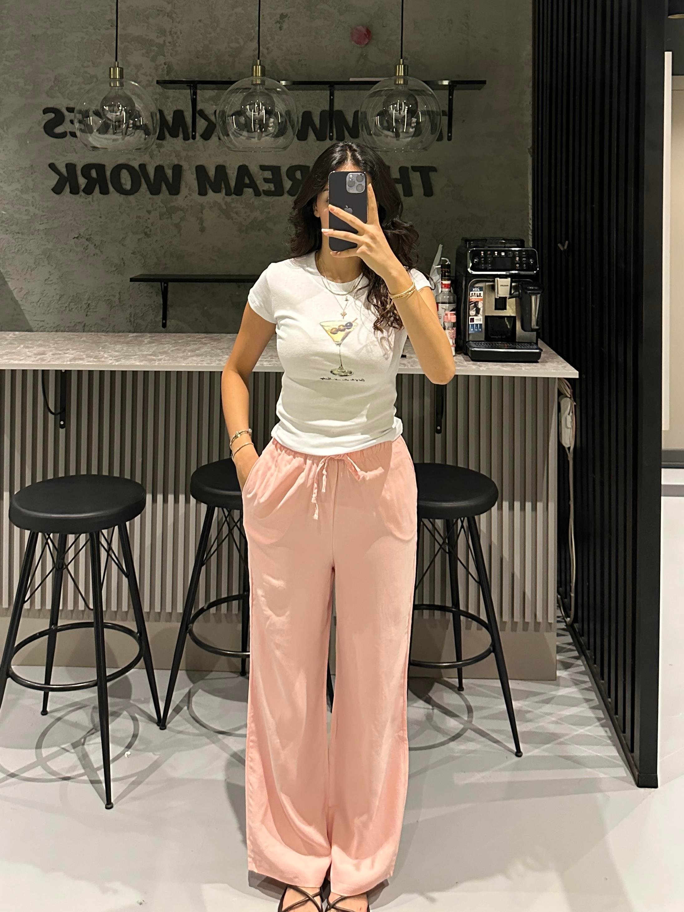 PEMBE TENSEL MASSİ PANTOLON