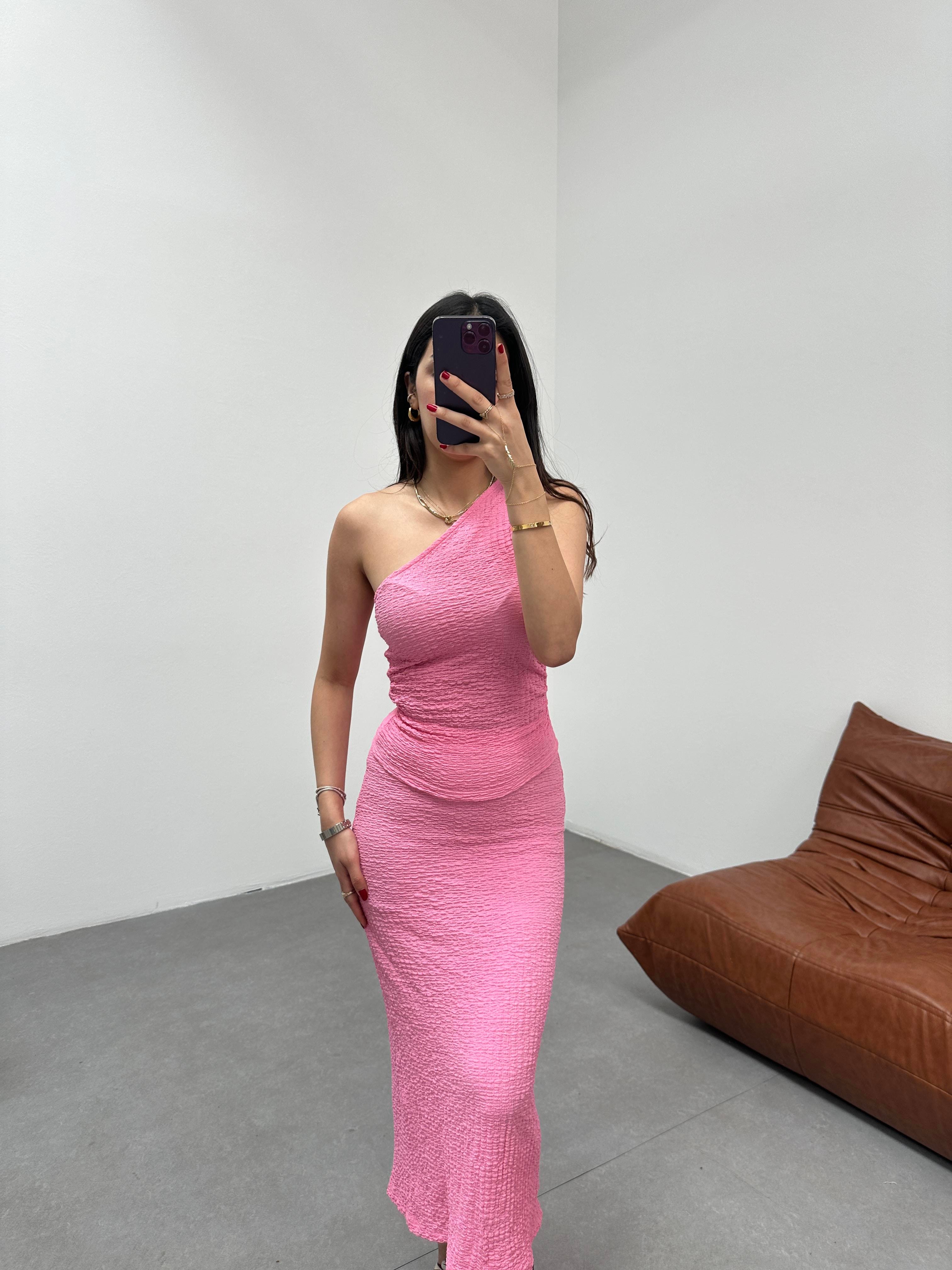 PEMBE ZARA KUMAŞ ETEK BLUZ TAKIM