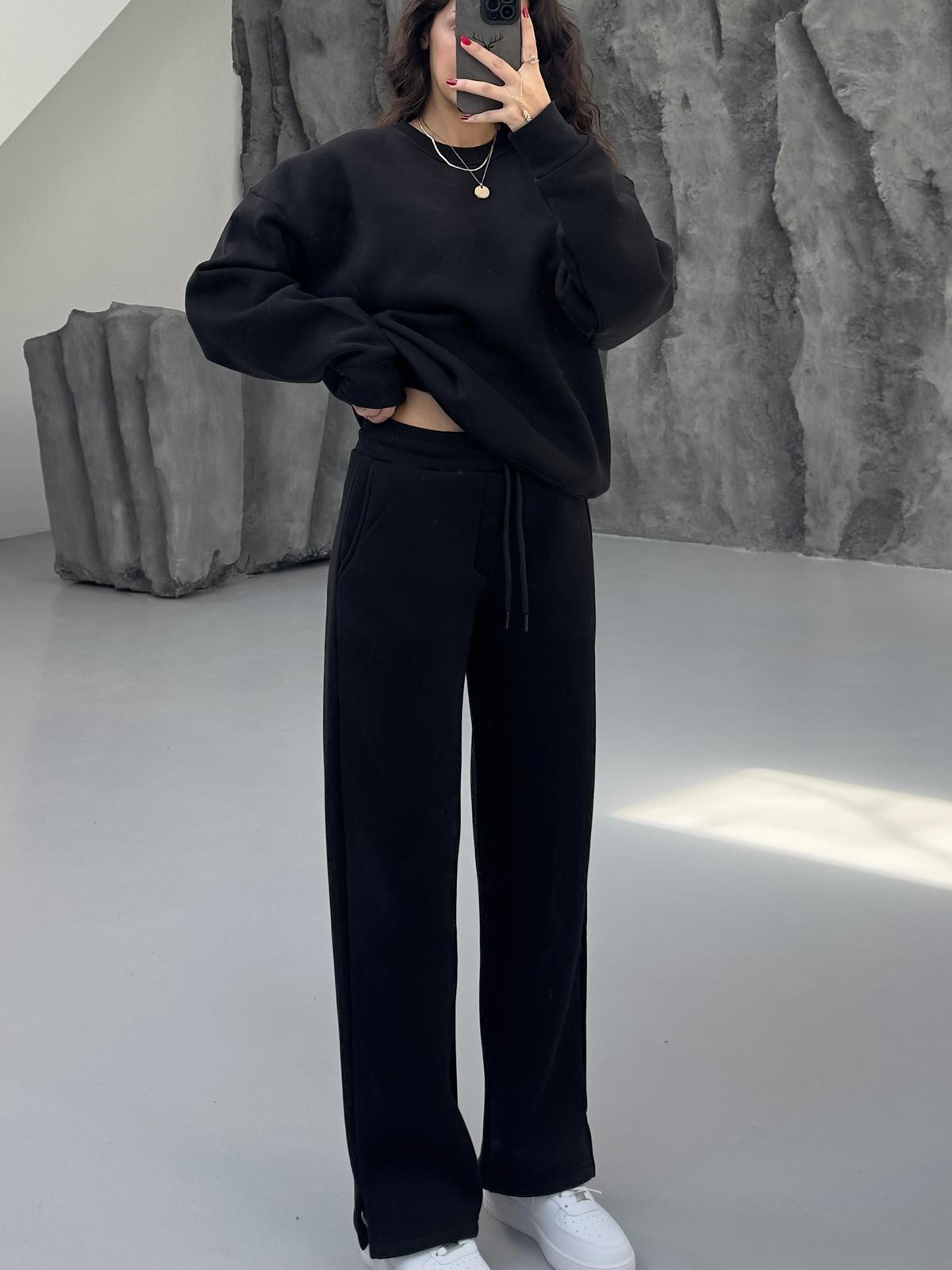 SİYAH 3 İPLİK PAMUKLU UNISEX EŞOFMAN ALTI