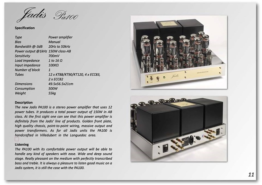 JADIS PA 100 TUBE POWER AMPLIFIER 