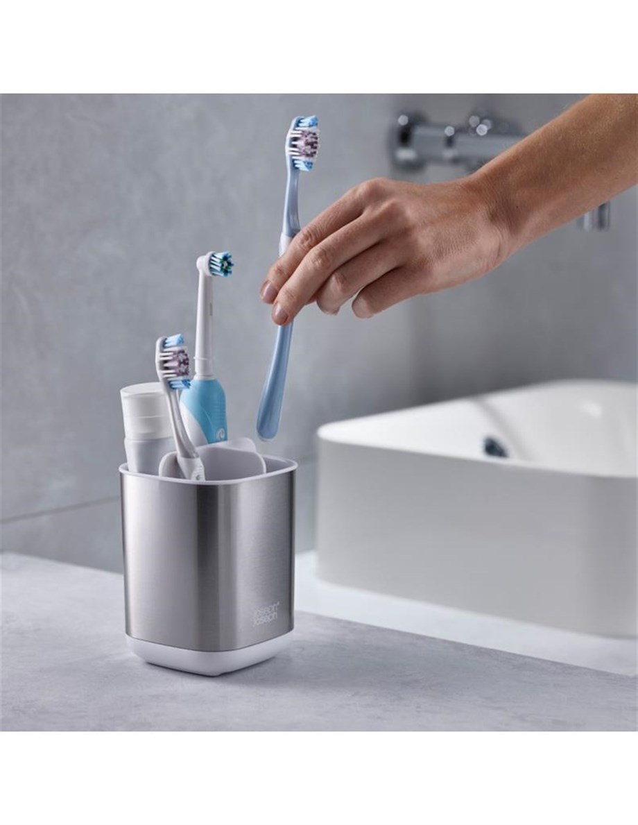 Joseph Joseph 70530 Easystore Steel Diş Fırçalık - Paslanmaz Çelik / Beyaz