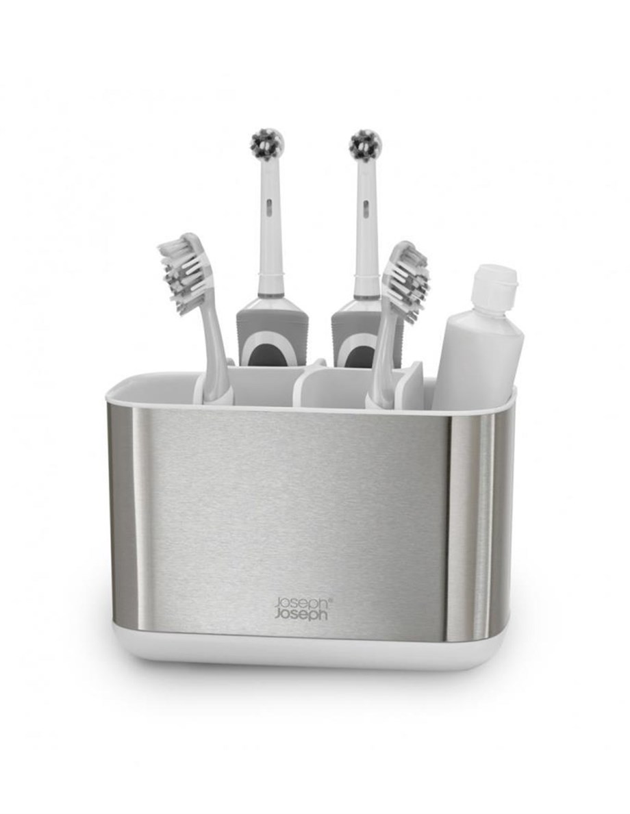 Joseph Joseph 70531 Easystore Steel Büyük Diş Fırçalık - Paslanmaz Çelik / Beyaz