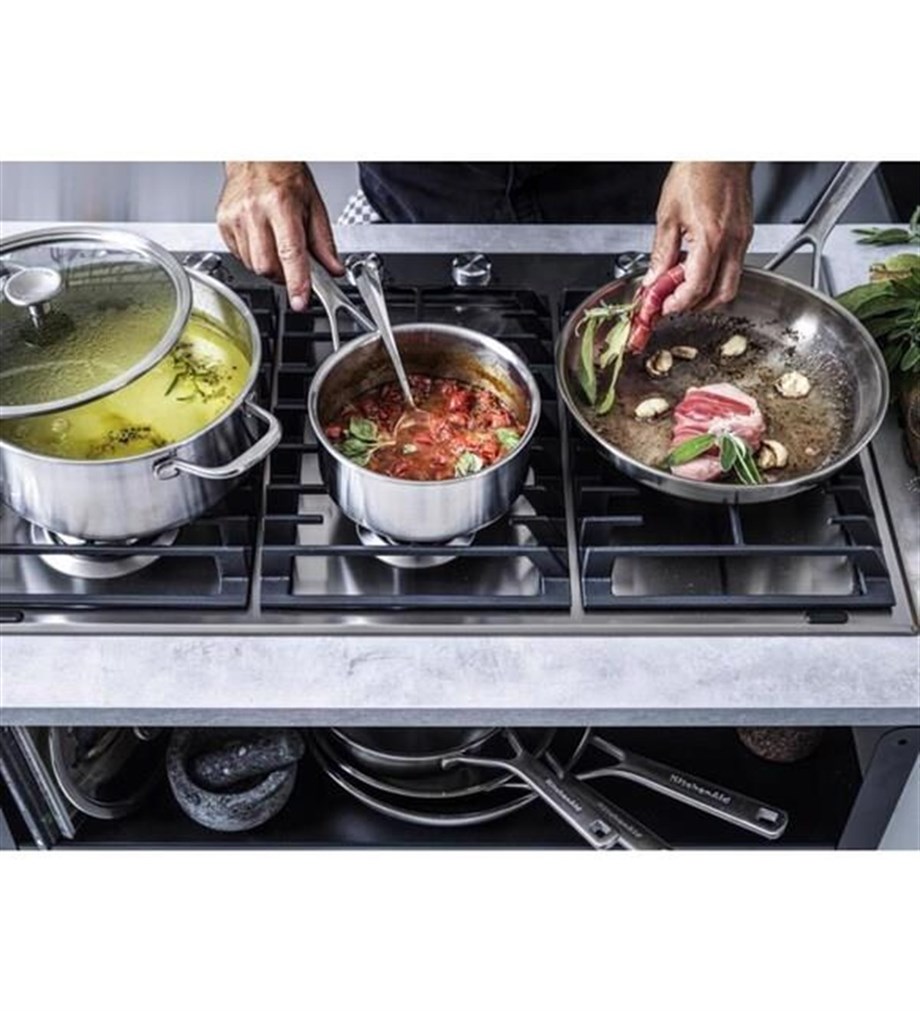 KitchenAid CC003251-001 3-Kat Paslanmaz Çelik Kapaklı Pişirme Tavası - 24 Cm.