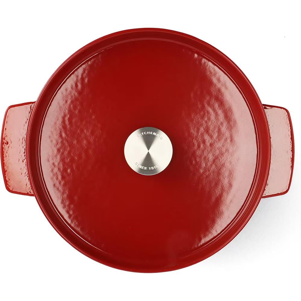 KitchenAid Kapaklı Döküm Demir Tencere 26 cm Empire Red