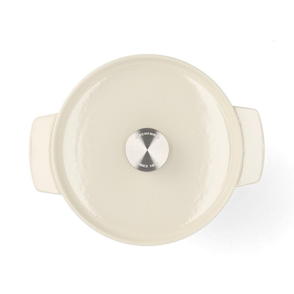 KitchenAid Kapaklı Döküm Demir Tencere 22 cm / 3.3 L Almond Cream