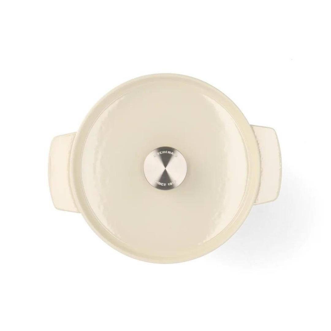 KitchenAid Kapaklı Döküm Demir Tencere 26 cm Almon Cream