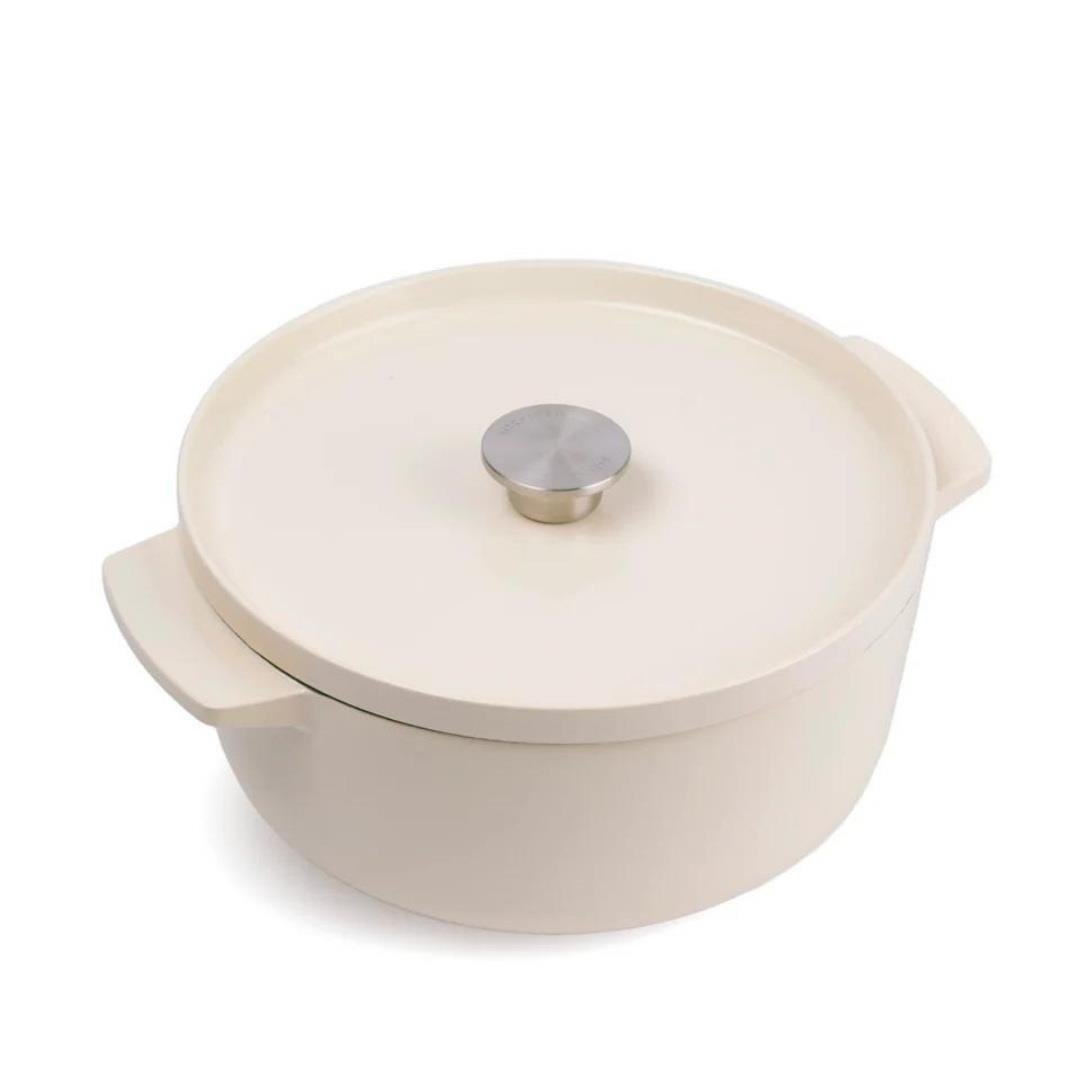 KitchenAid Kapaklı Döküm Demir Tencere 26 cm Almon Cream