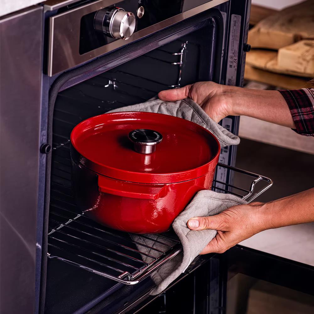 KitchenAid Kapaklı Döküm Demir Tencere 26 cm Empire Red
