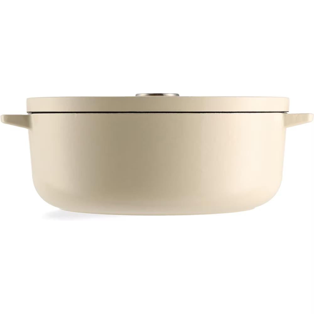 KitchenAid Kapaklı Oval Döküm Demir Tencere 30 cm / 5.6 L Almond Cream