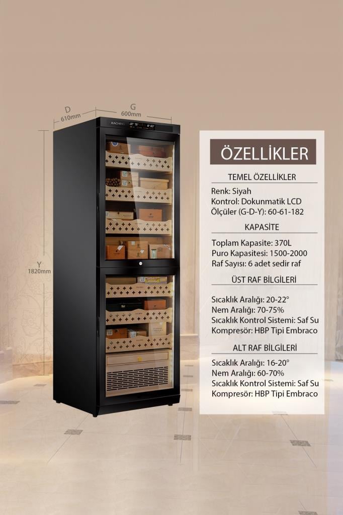 Raching Elektronik Puro Dolabı MON3800B Dual Zone