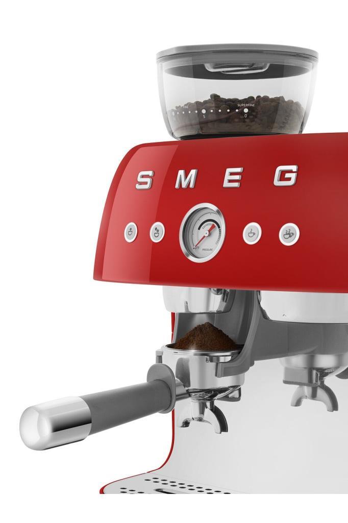 SMEG 50's Style Kırmızı Öğütücülü Espresso Kahve Makinesi
