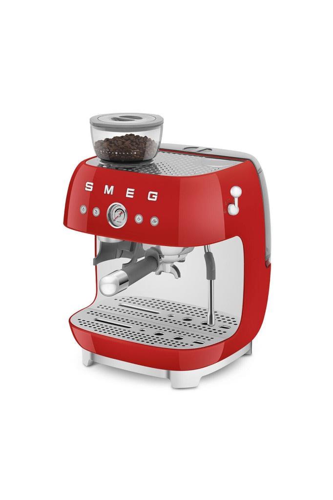 SMEG 50's Style Kırmızı Öğütücülü Espresso Kahve Makinesi