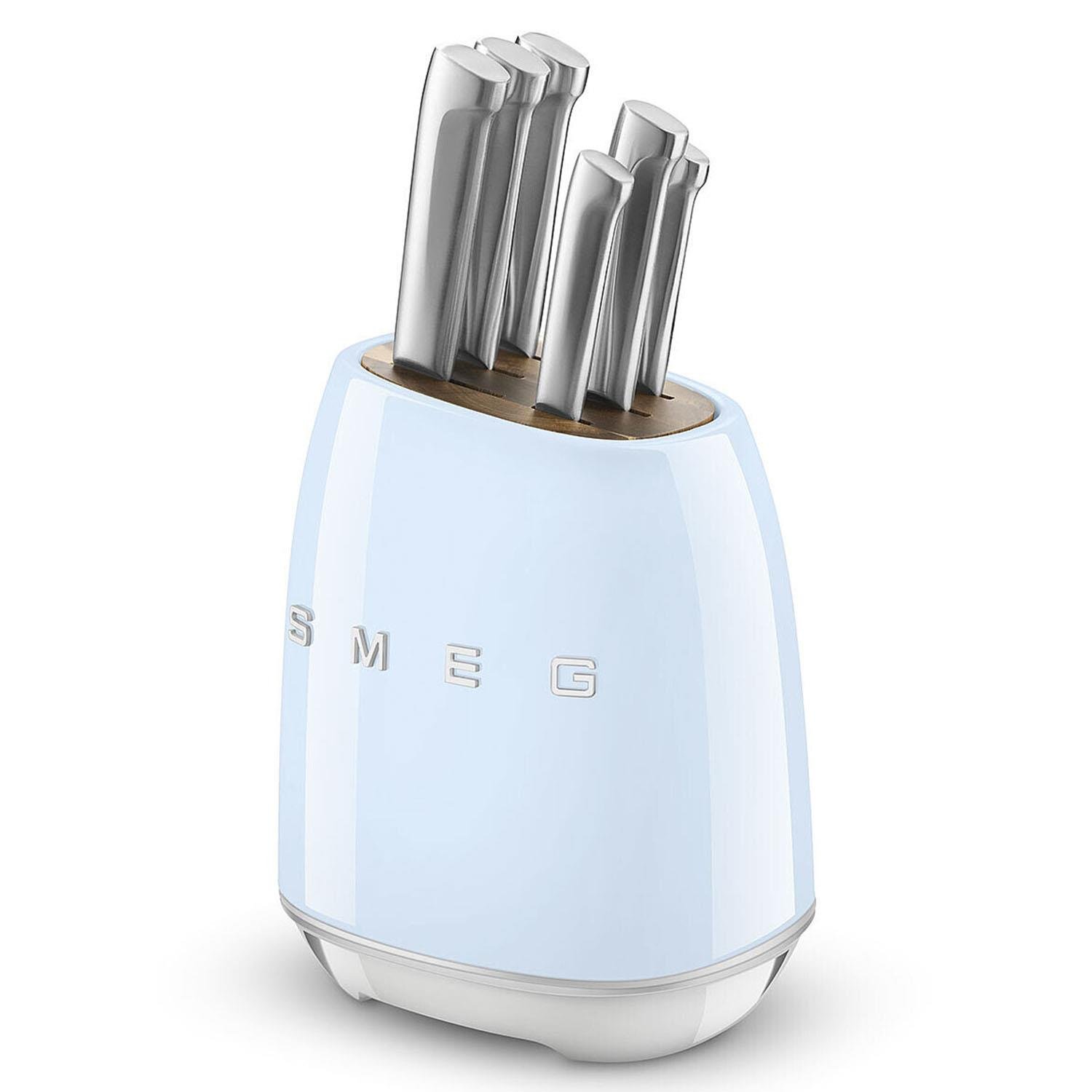 SMEG 50's Style Retro Pastel Mavi Standlı Bıçak Seti KBSF02PB