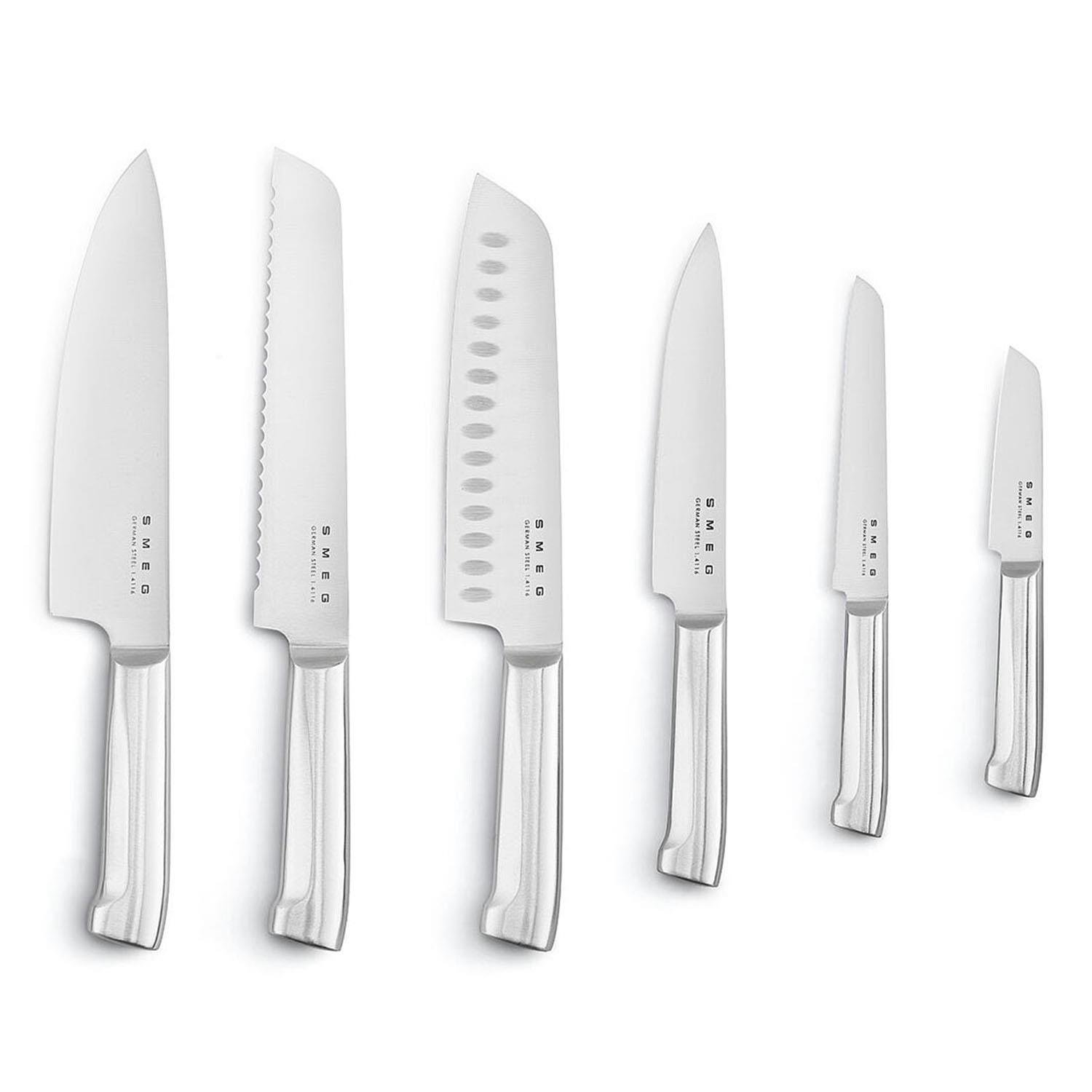 SMEG 50's Style Retro Pastel Mavi Standlı Bıçak Seti KBSF02PB