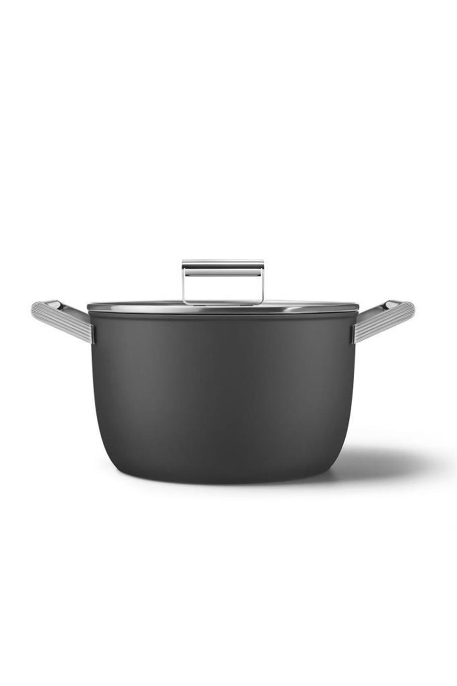 Smeg Cookware Siyah Tencere Cam Kapaklı Ckfc2611Blm